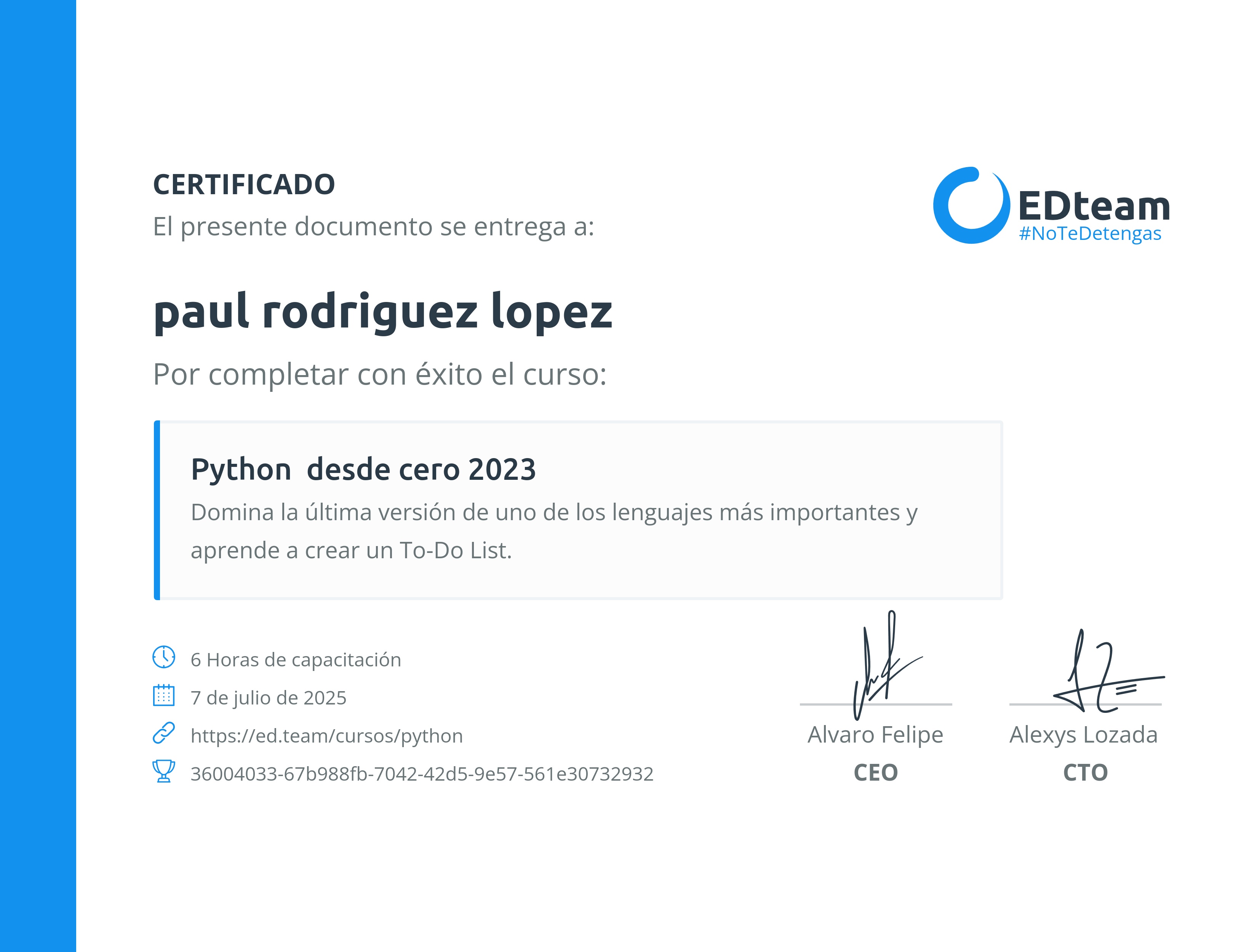 Certificado de curso