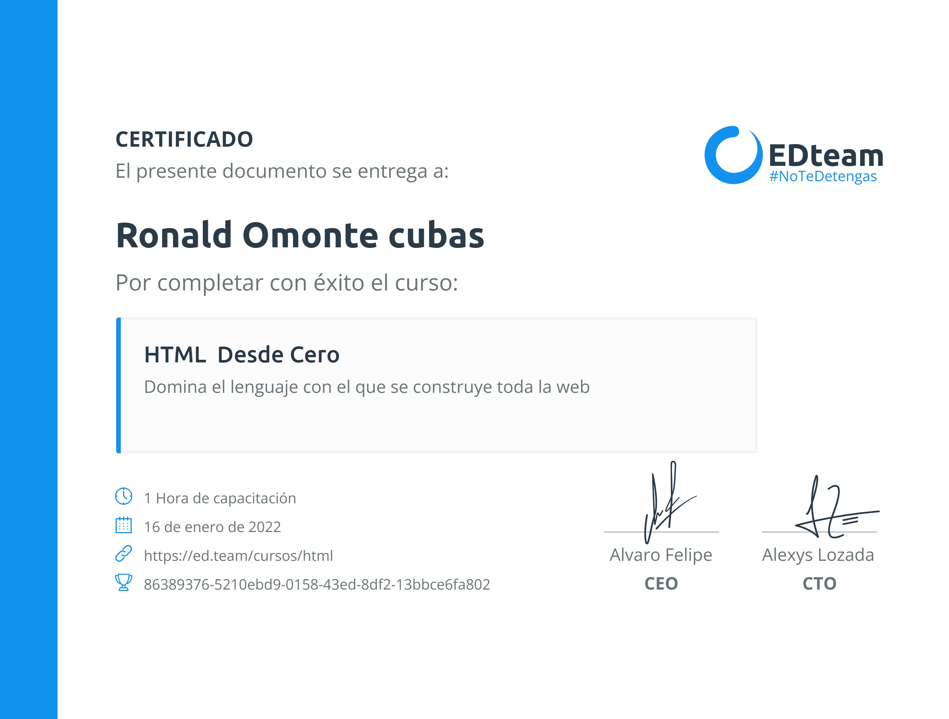 Certificado de curso