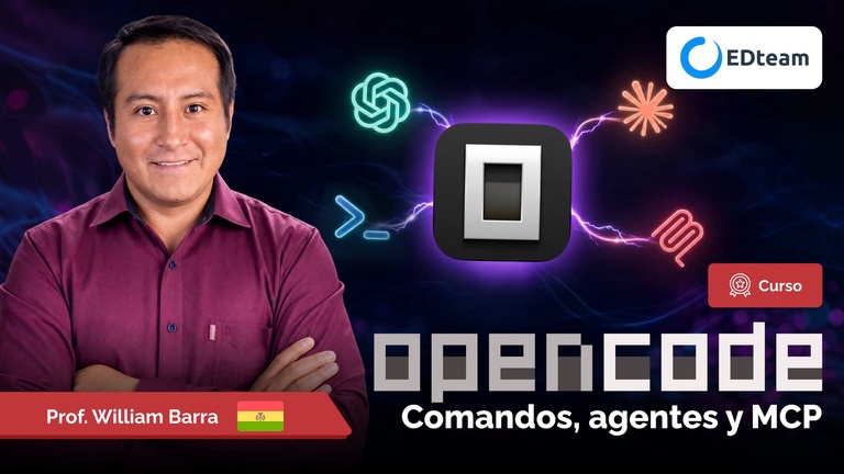 Poster de OpenCode: comandos, agentes y MCP