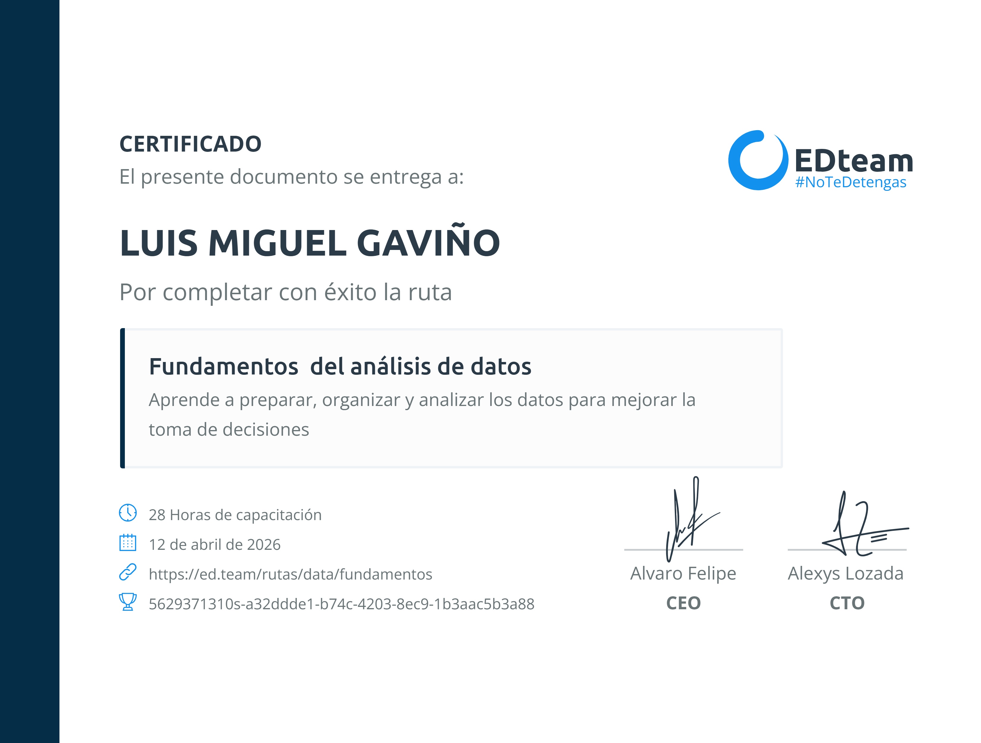 Certificado de ruta