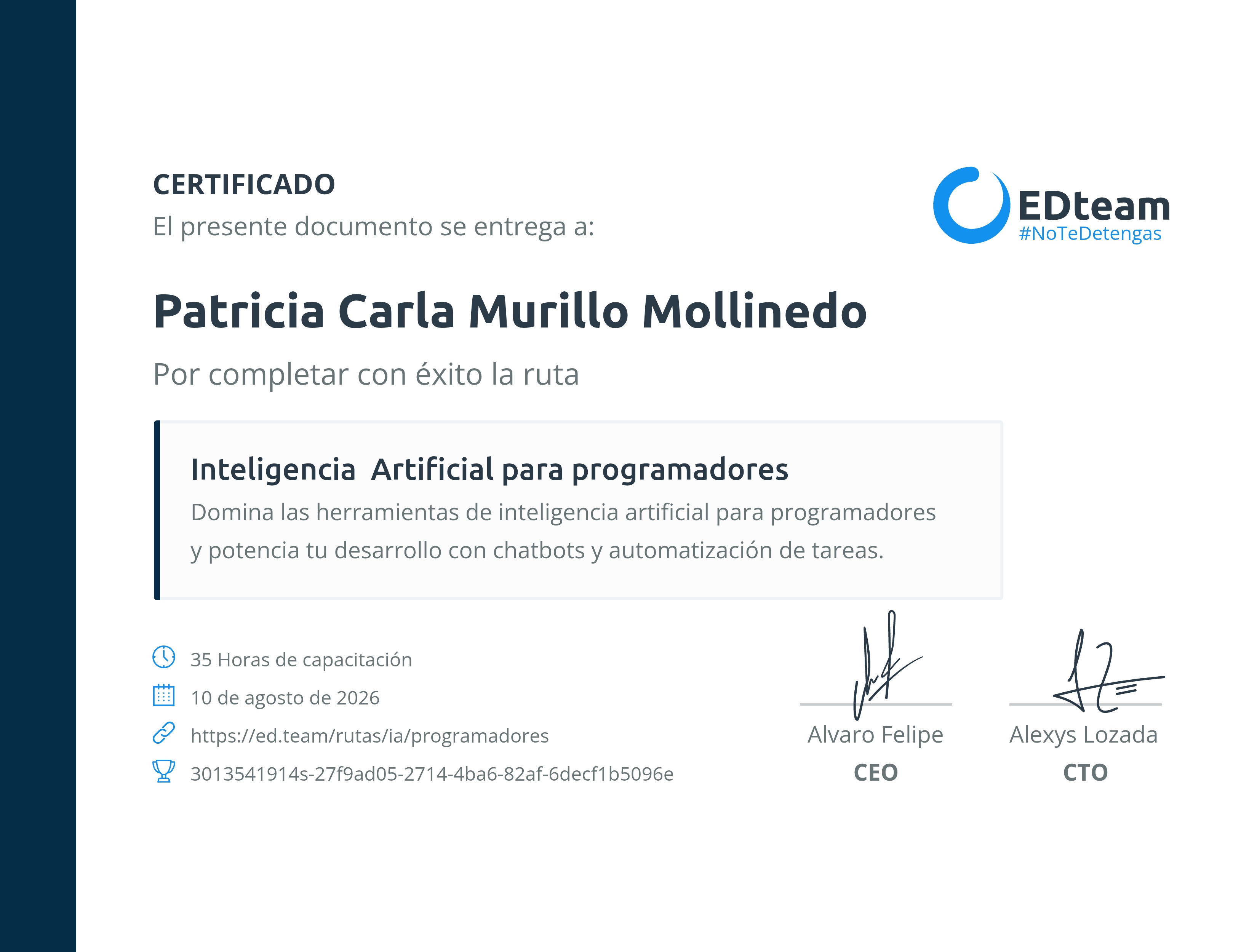 Certificado de ruta