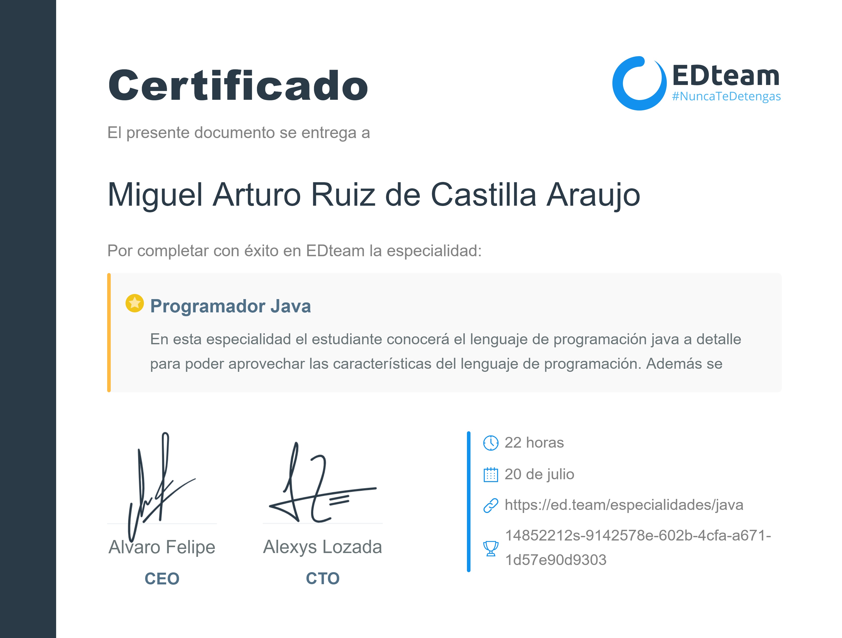 Certificado de ruta