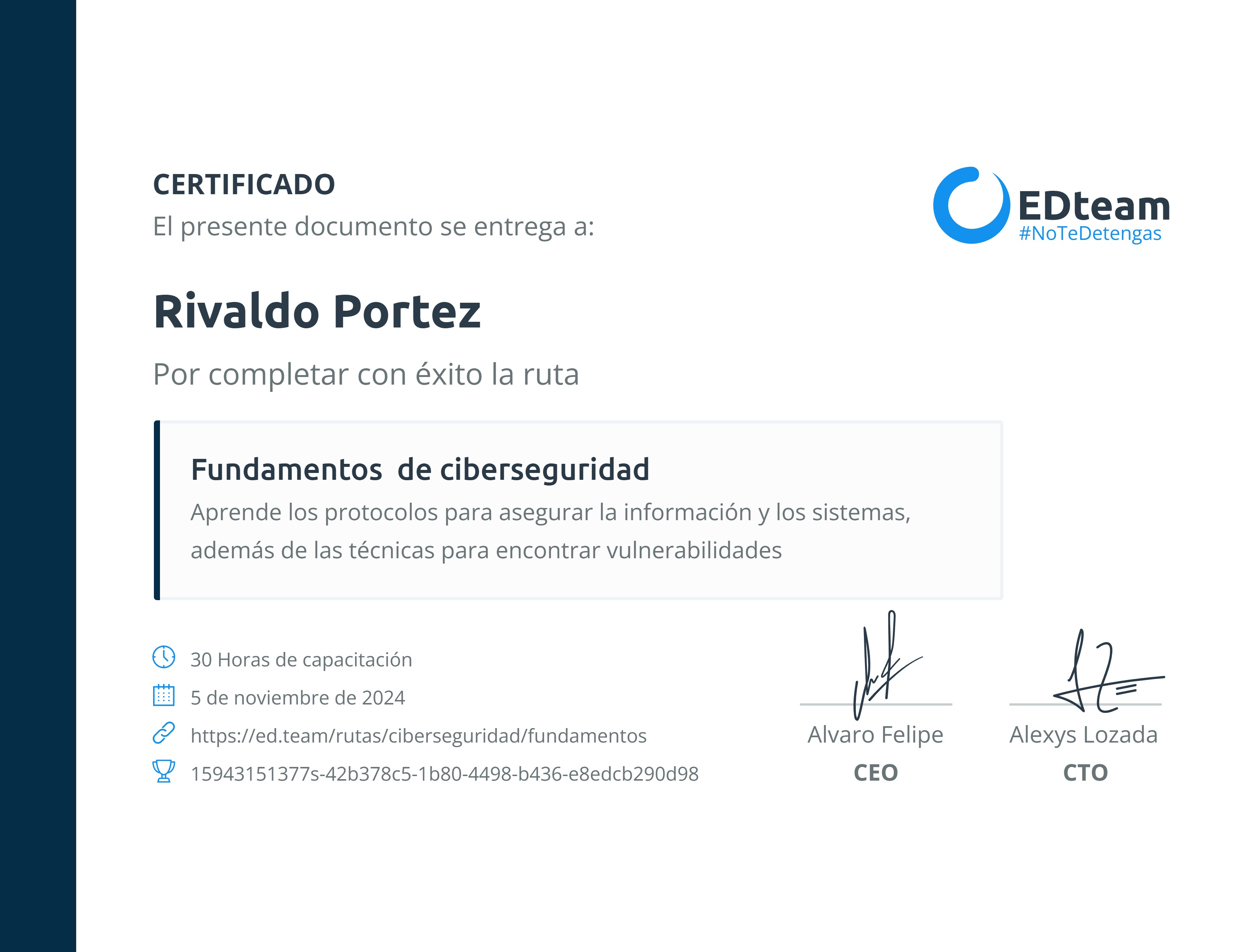 Certificado de ruta