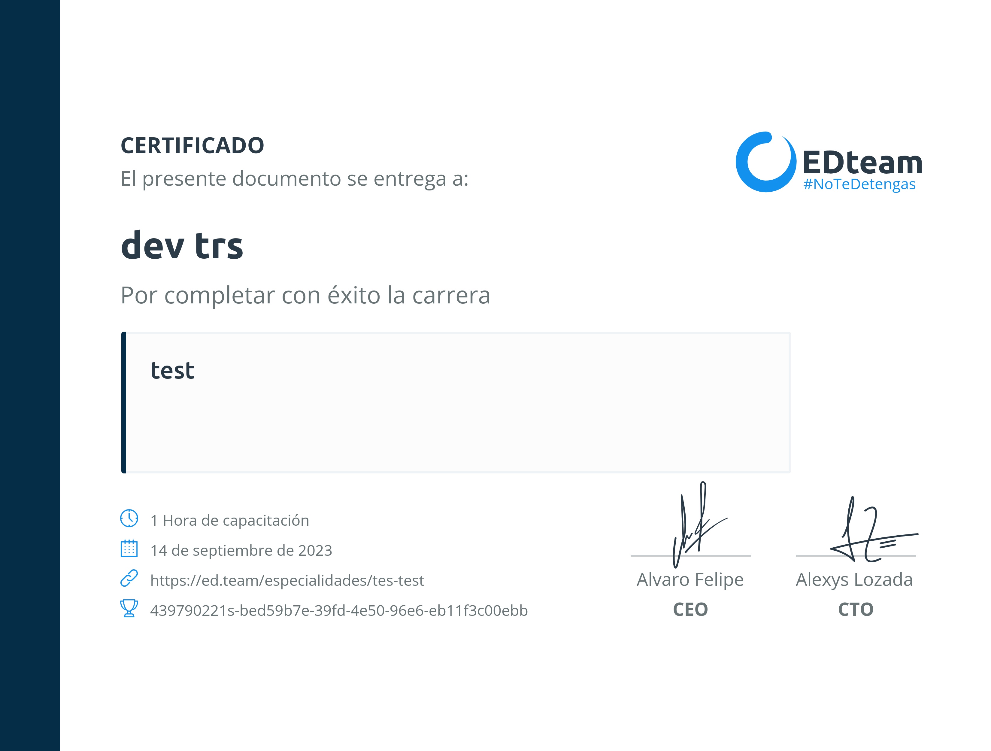 Certificado de ruta