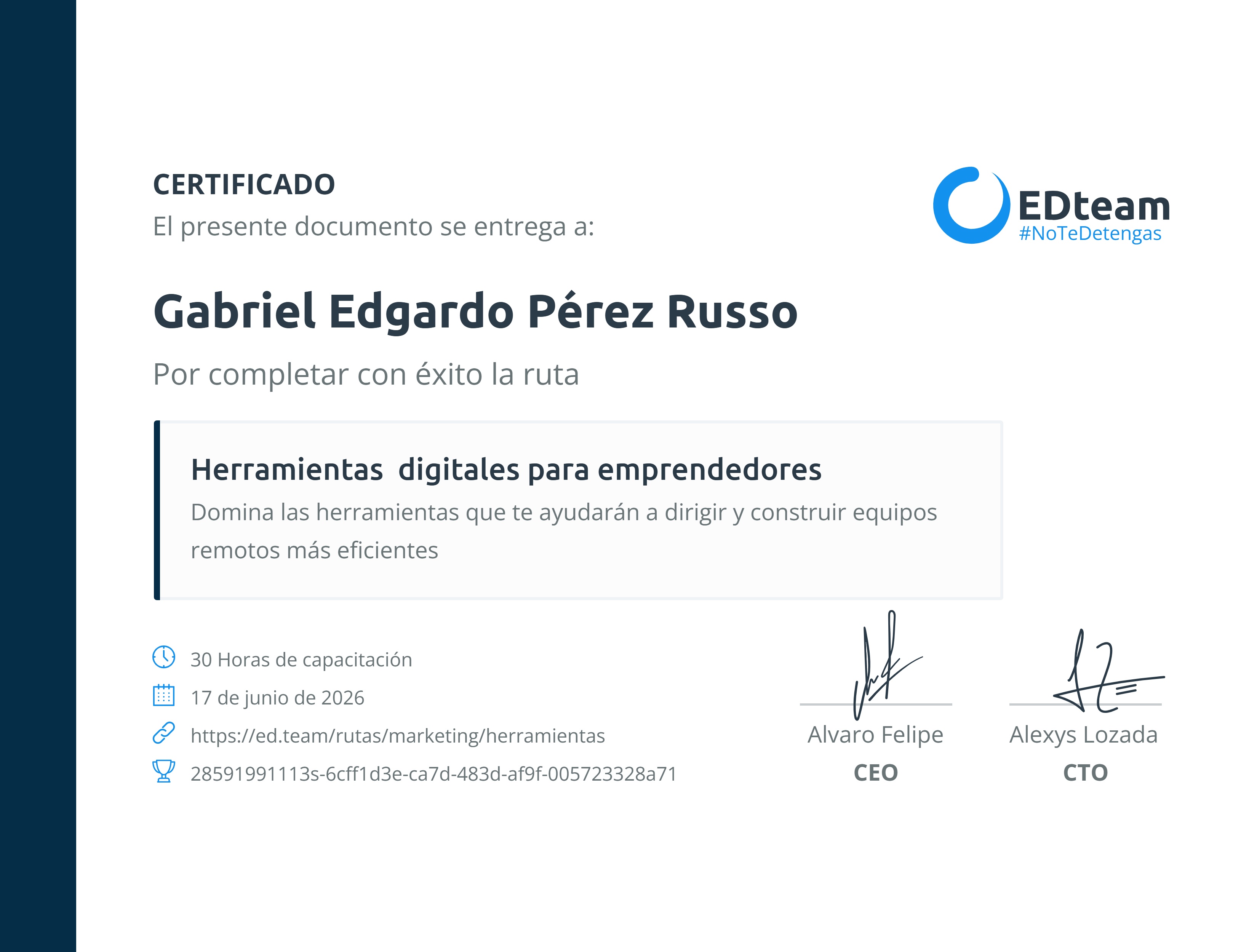 Certificado de ruta