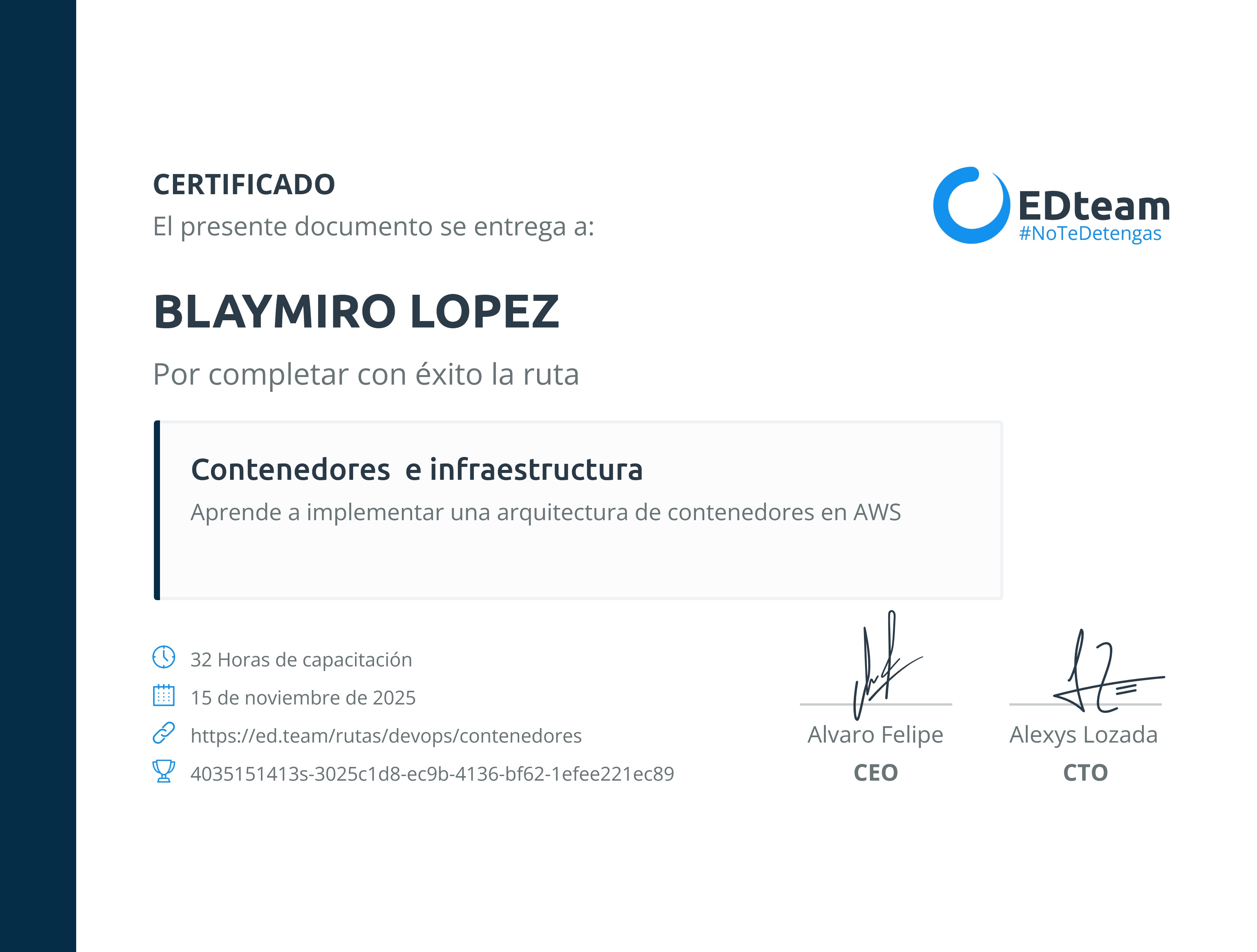 Certificado de ruta