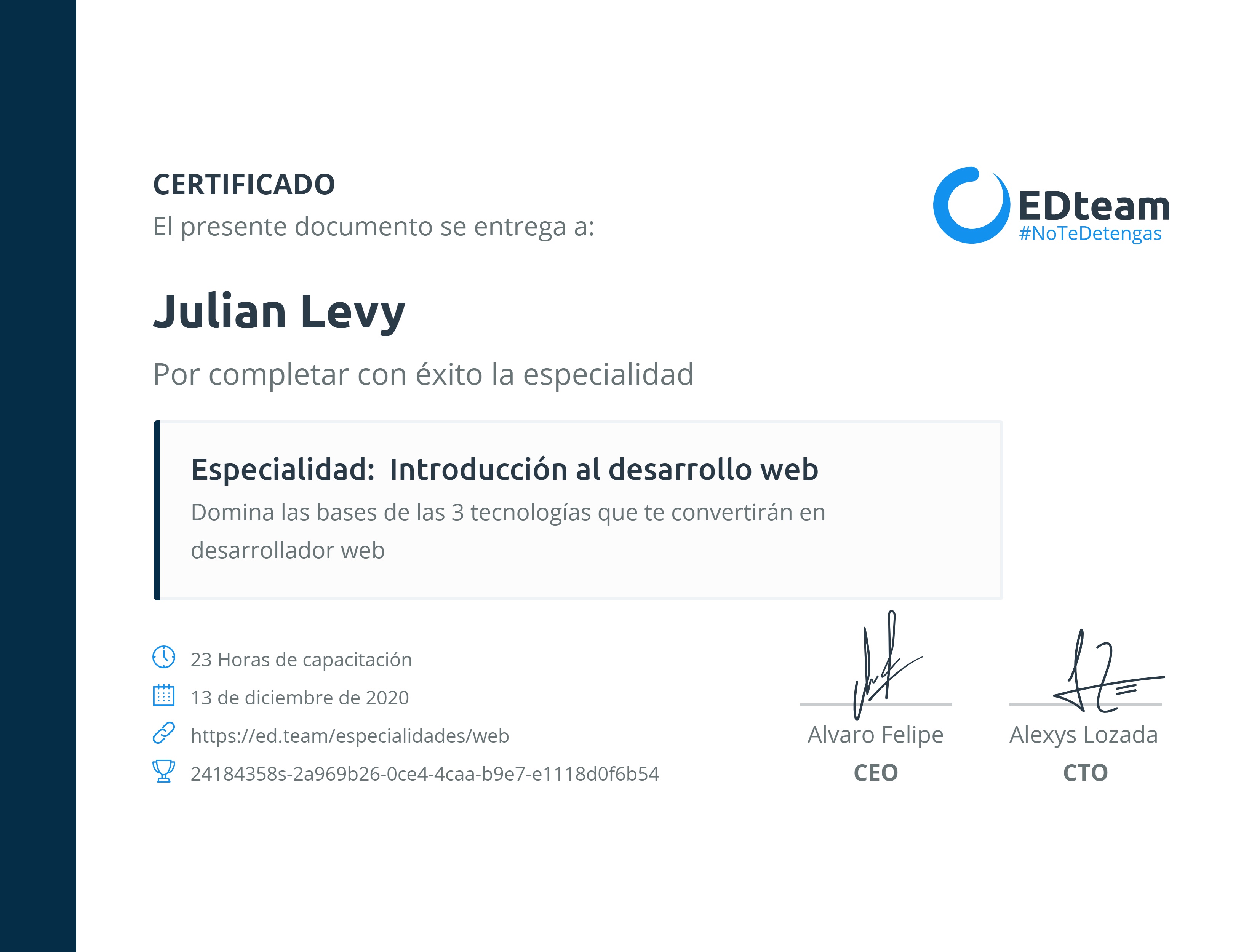 Certificado de ruta