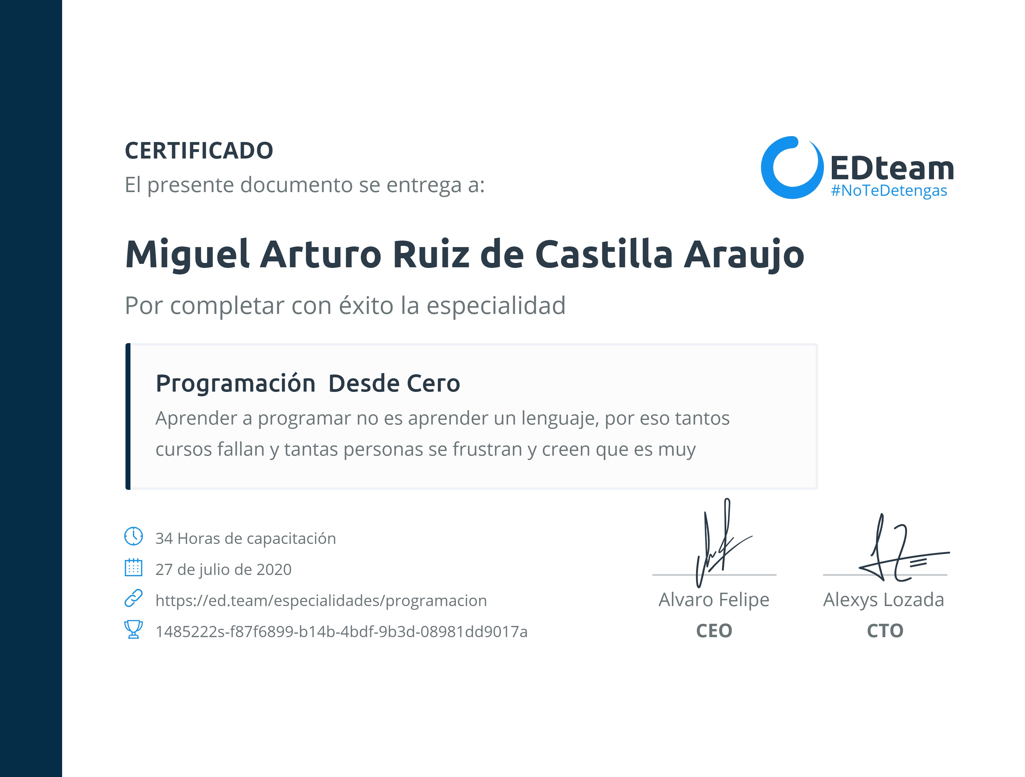 Certificado de ruta