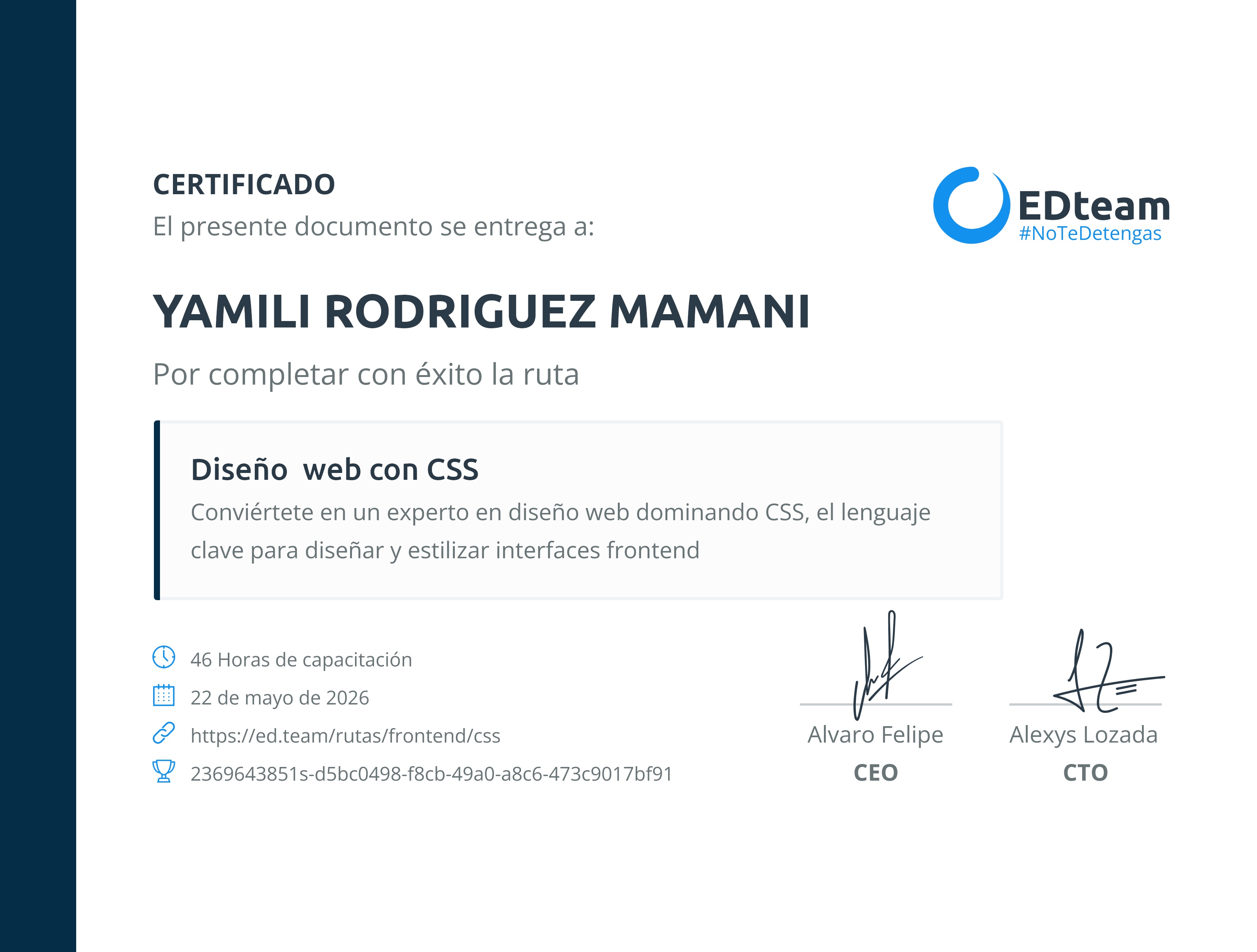 Certificado de ruta