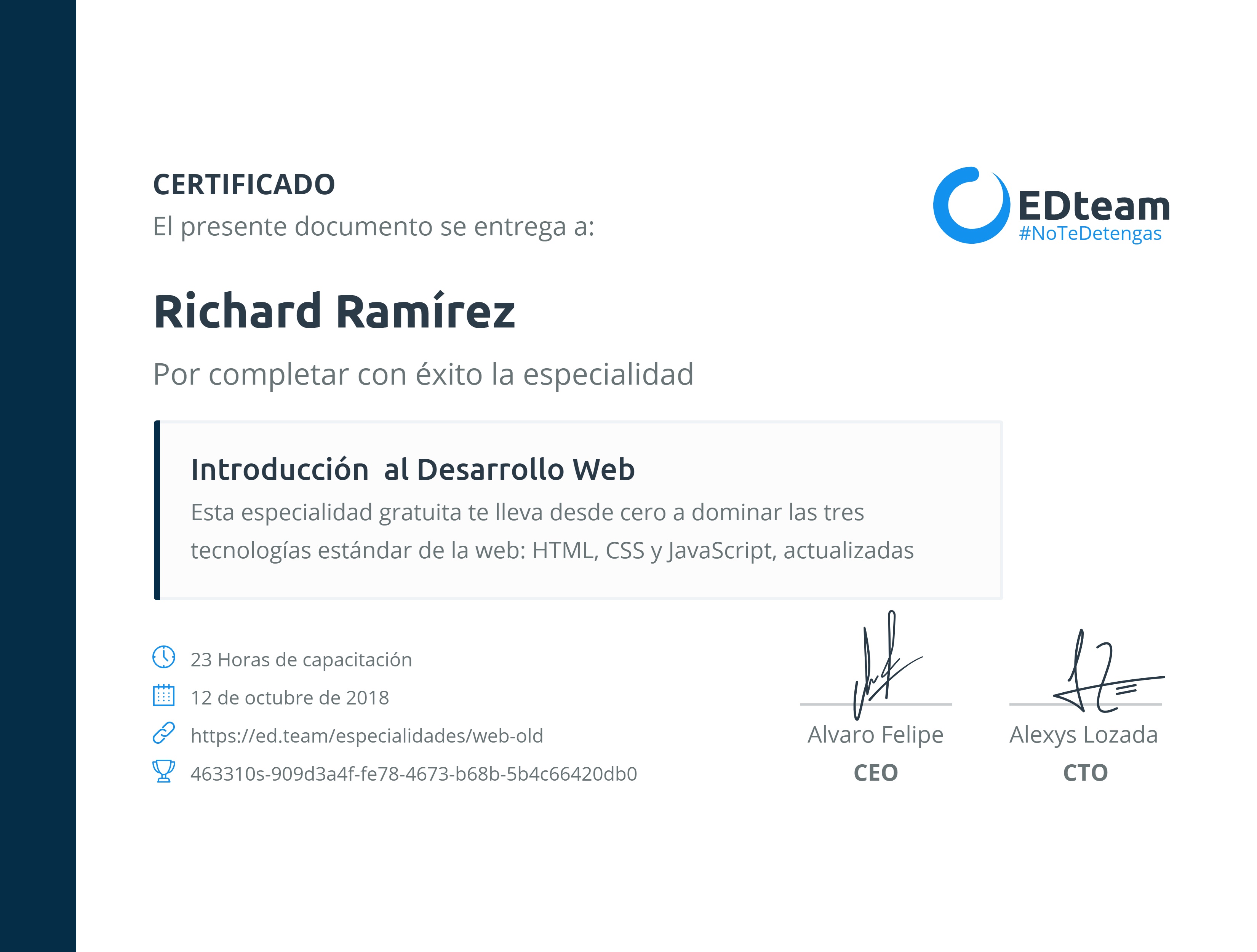 Certificado de ruta
