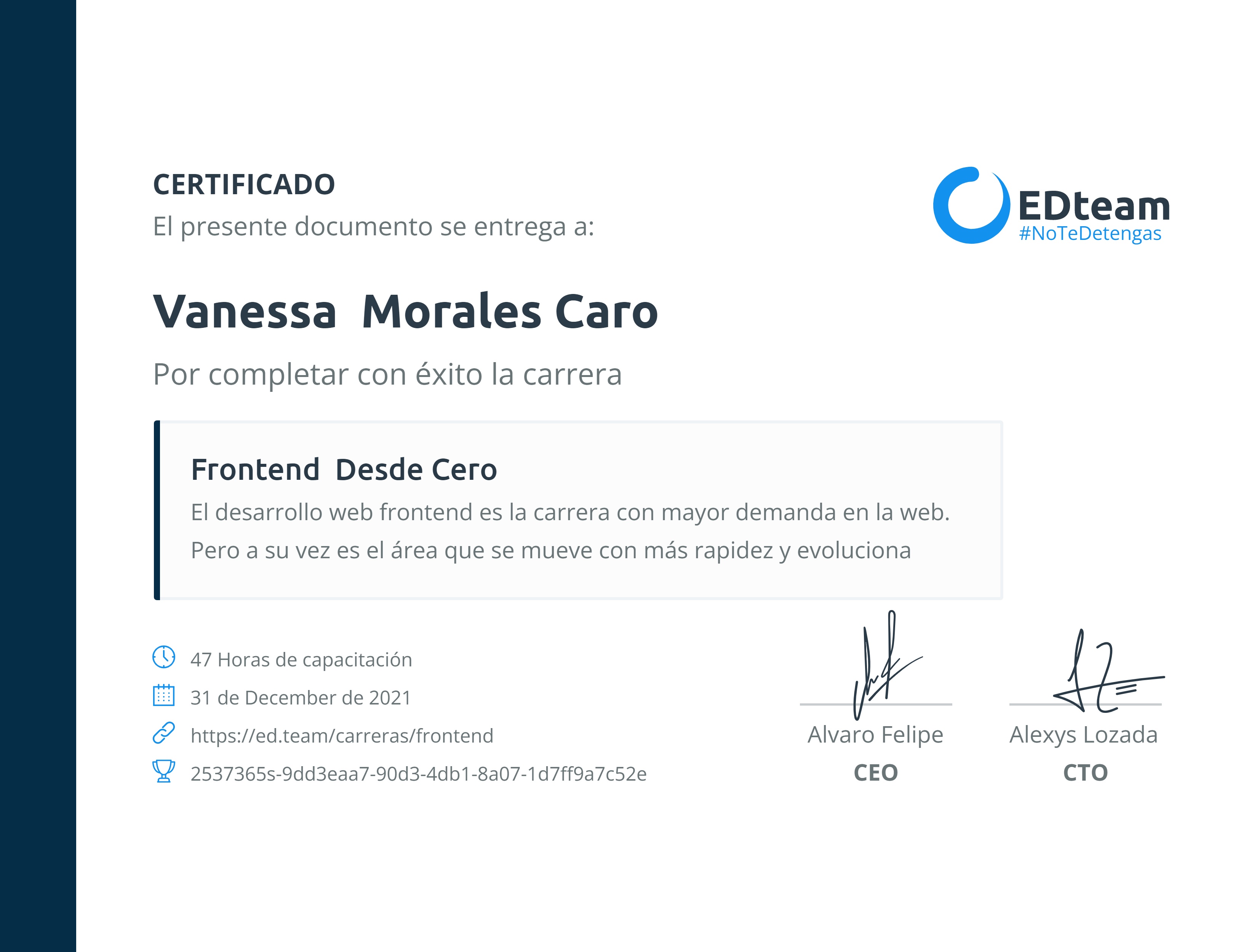 Certificado de ruta