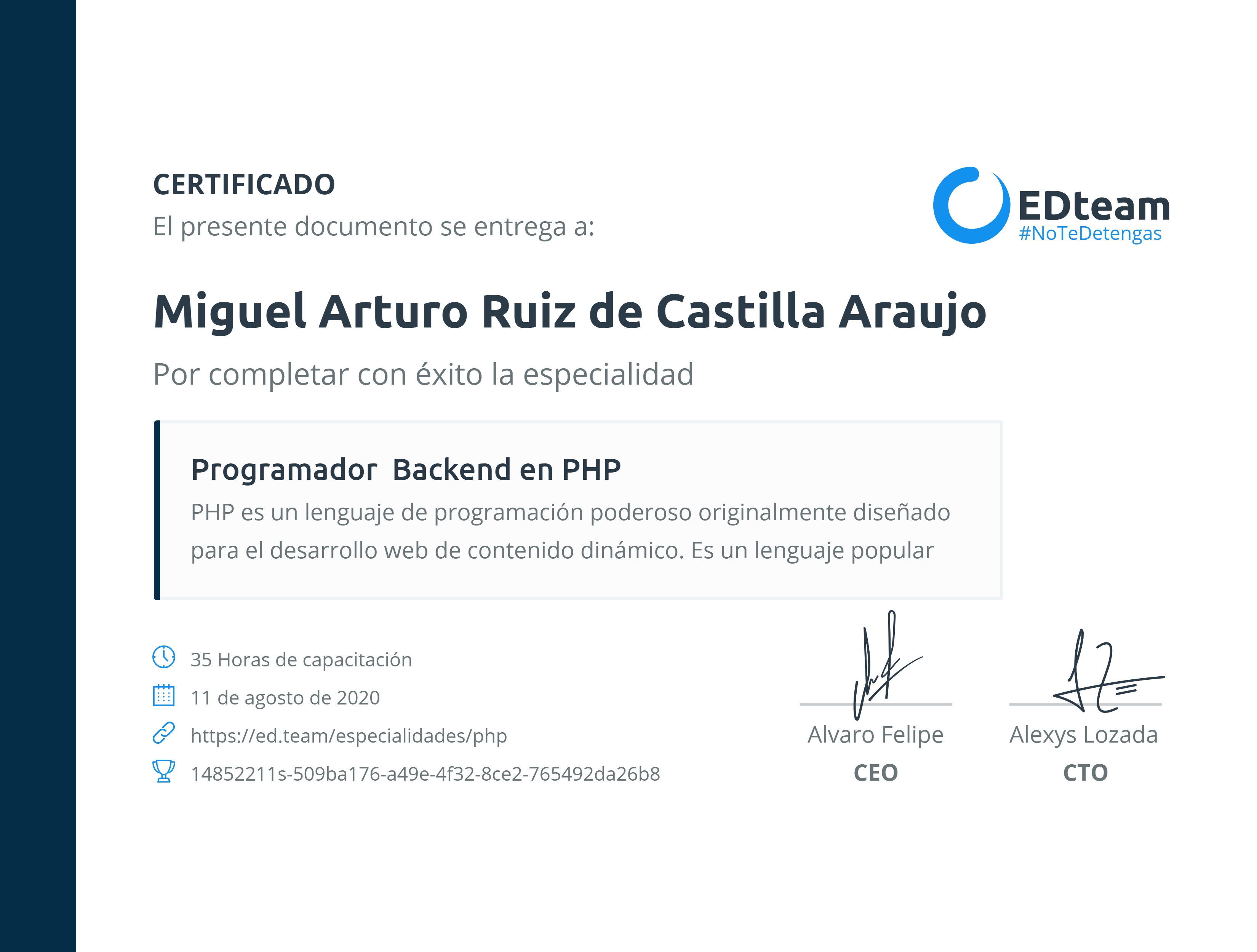 Certificado de ruta