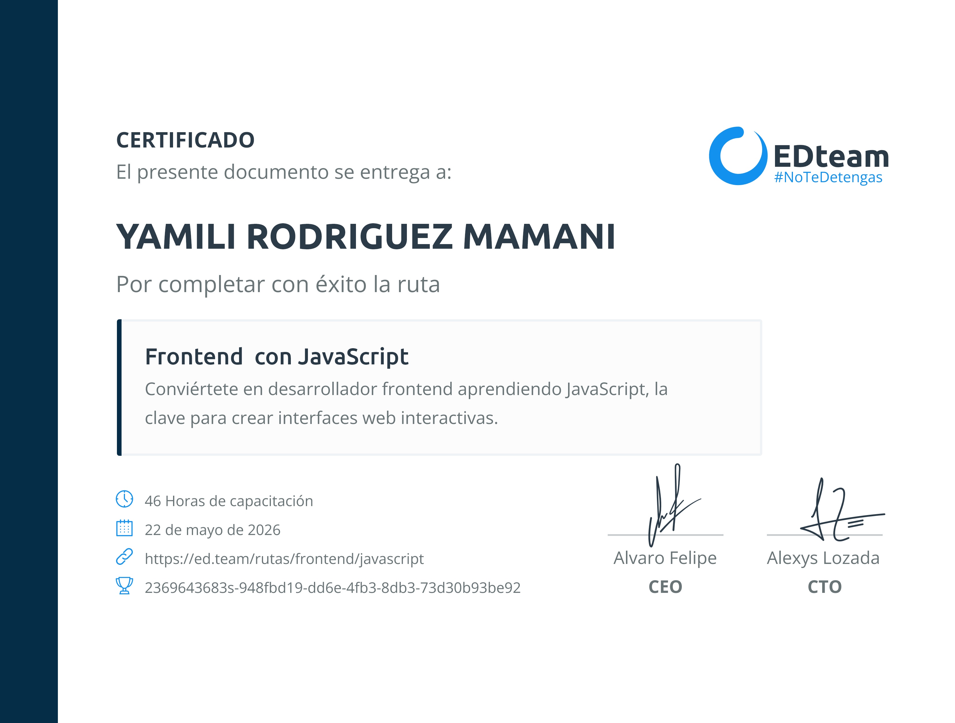 Certificado de ruta