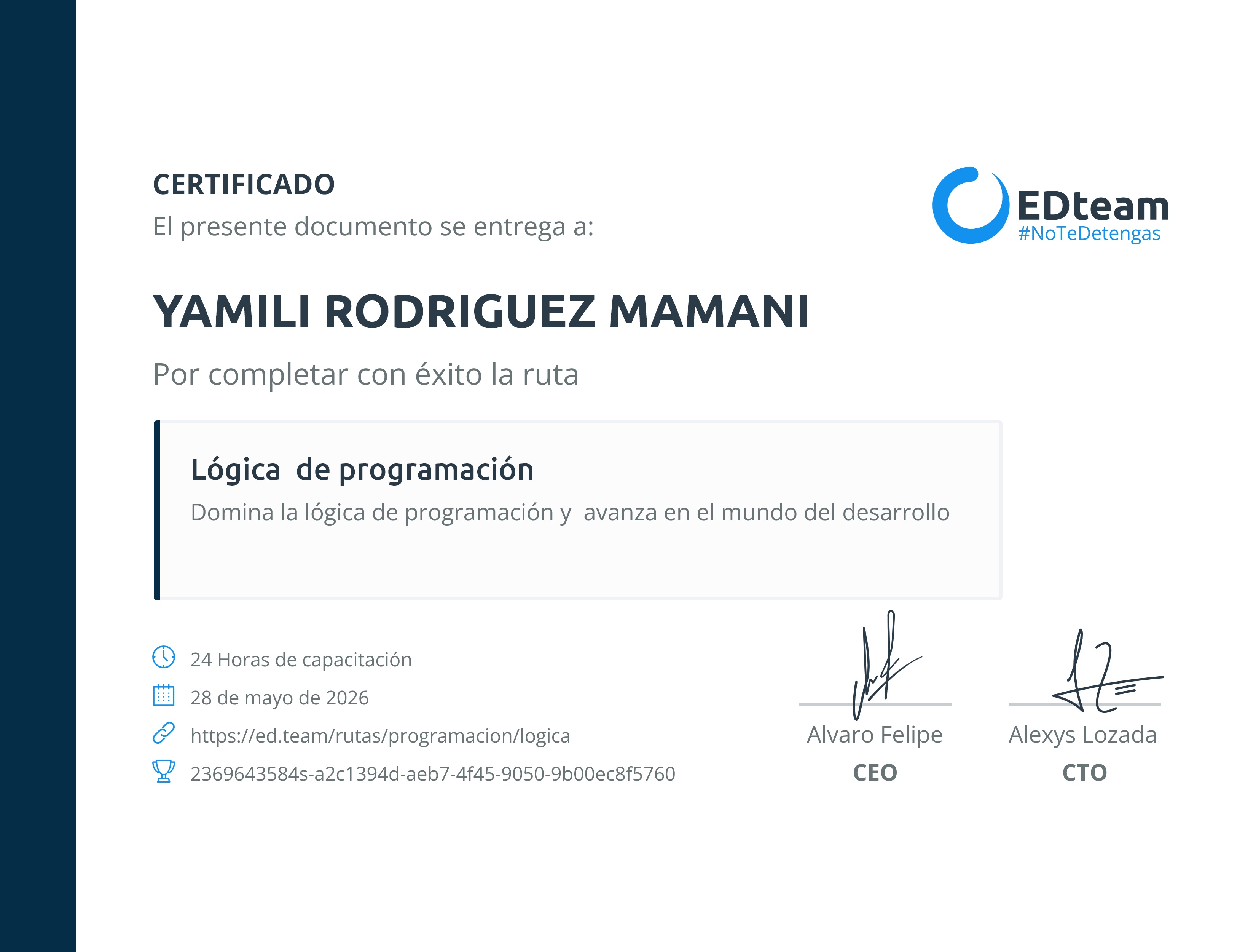 Certificado de ruta