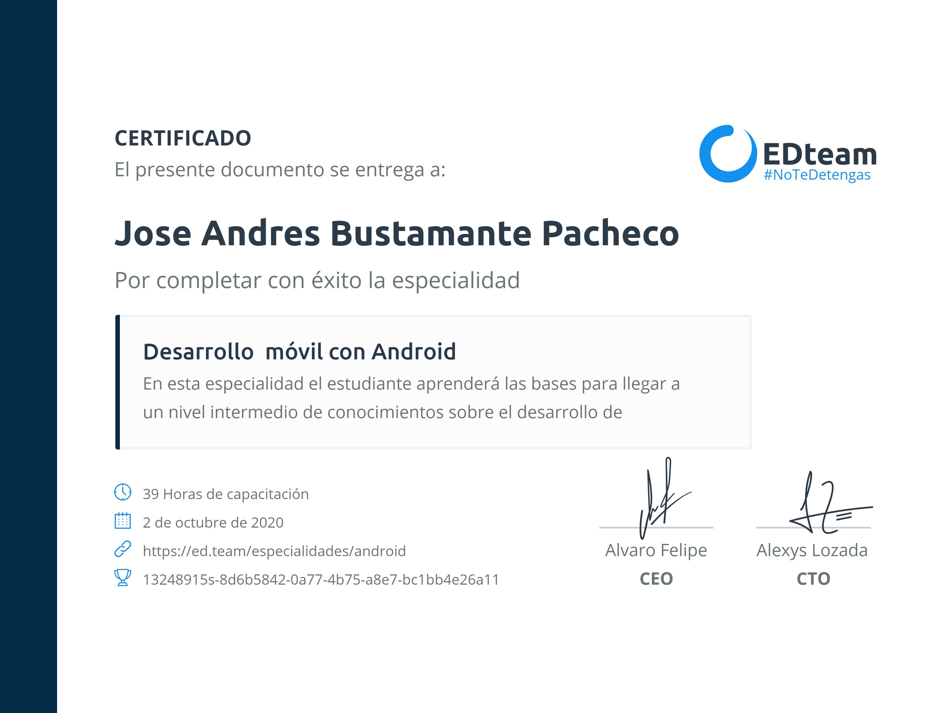 Certificado de ruta