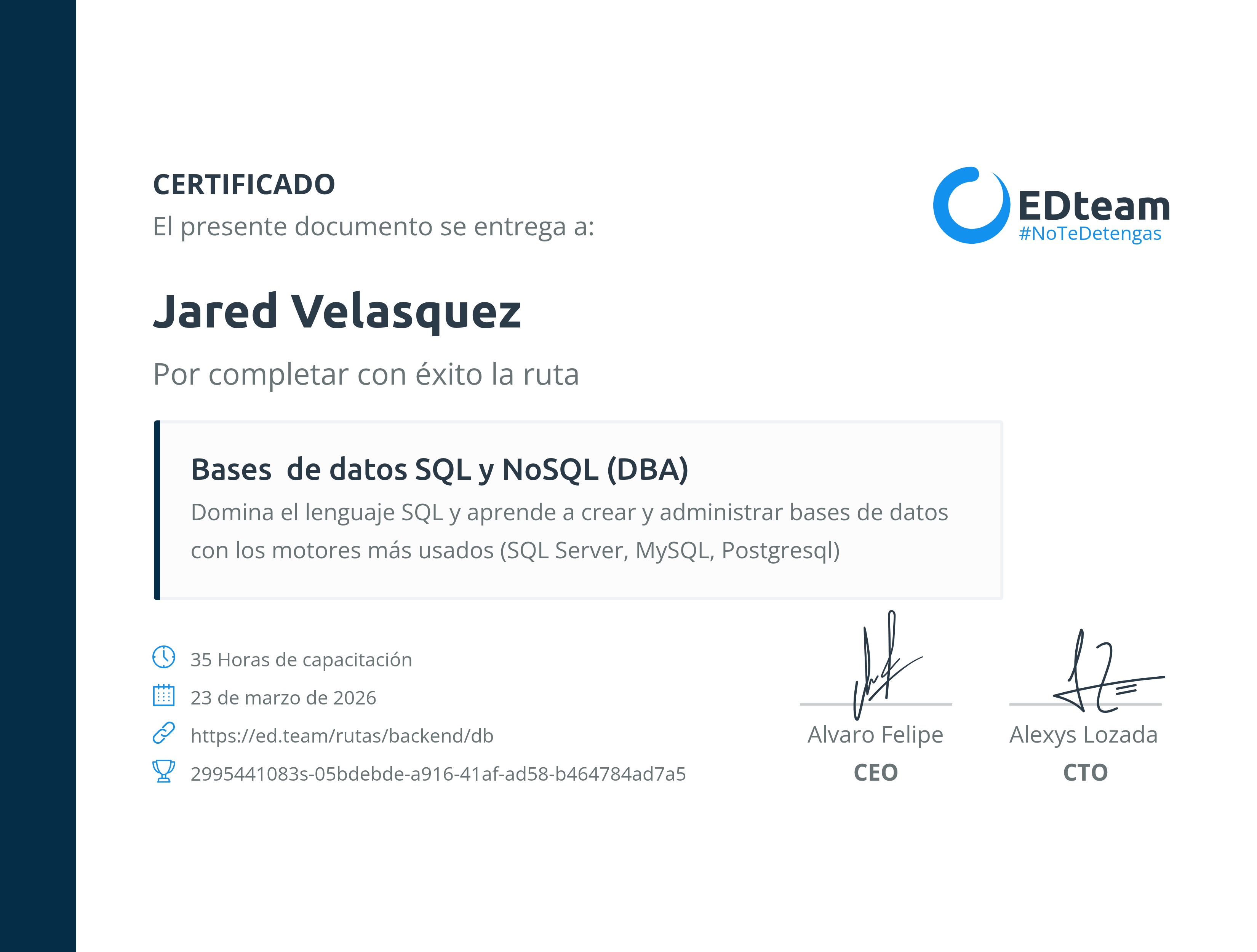 Certificado de ruta