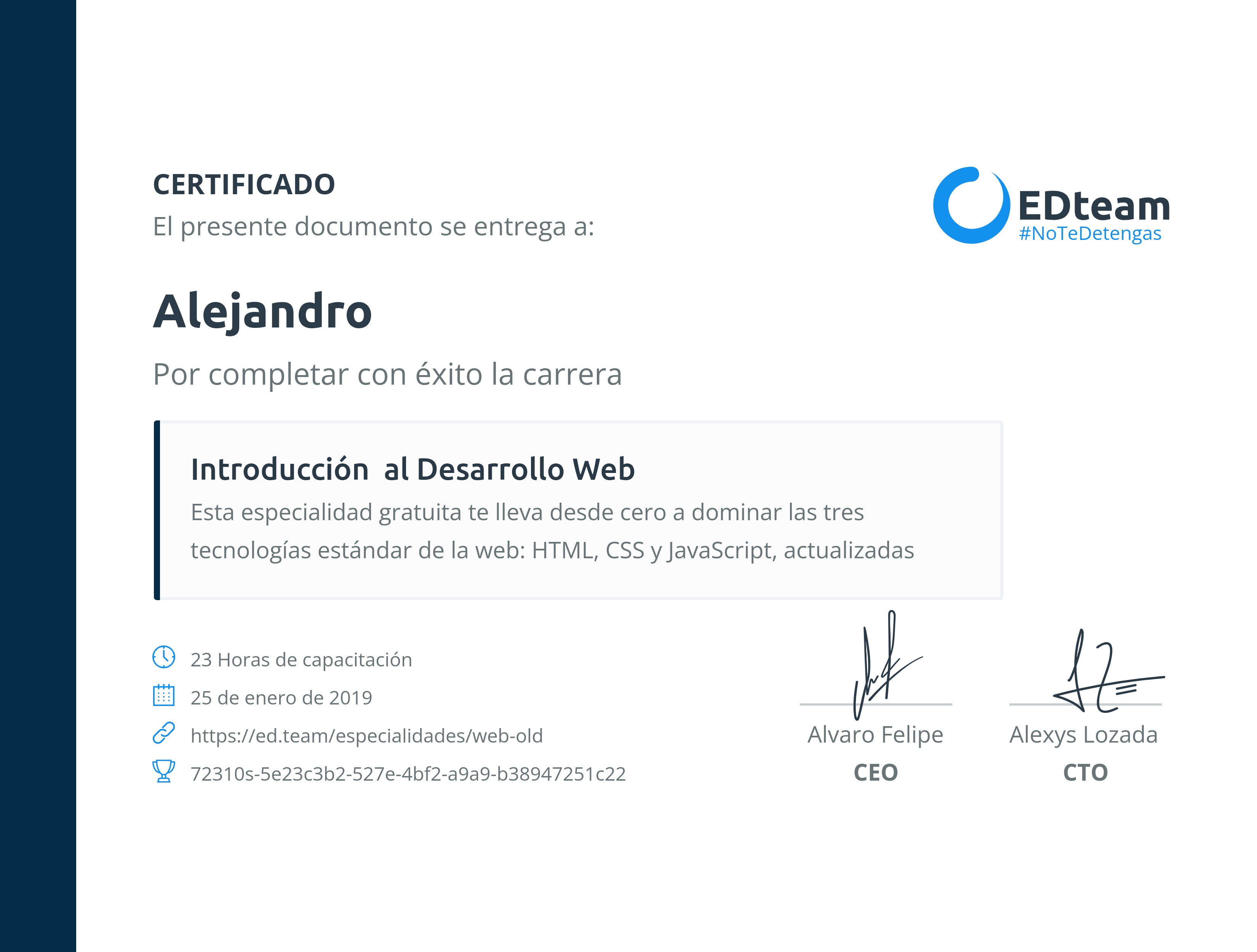 Certificado de ruta