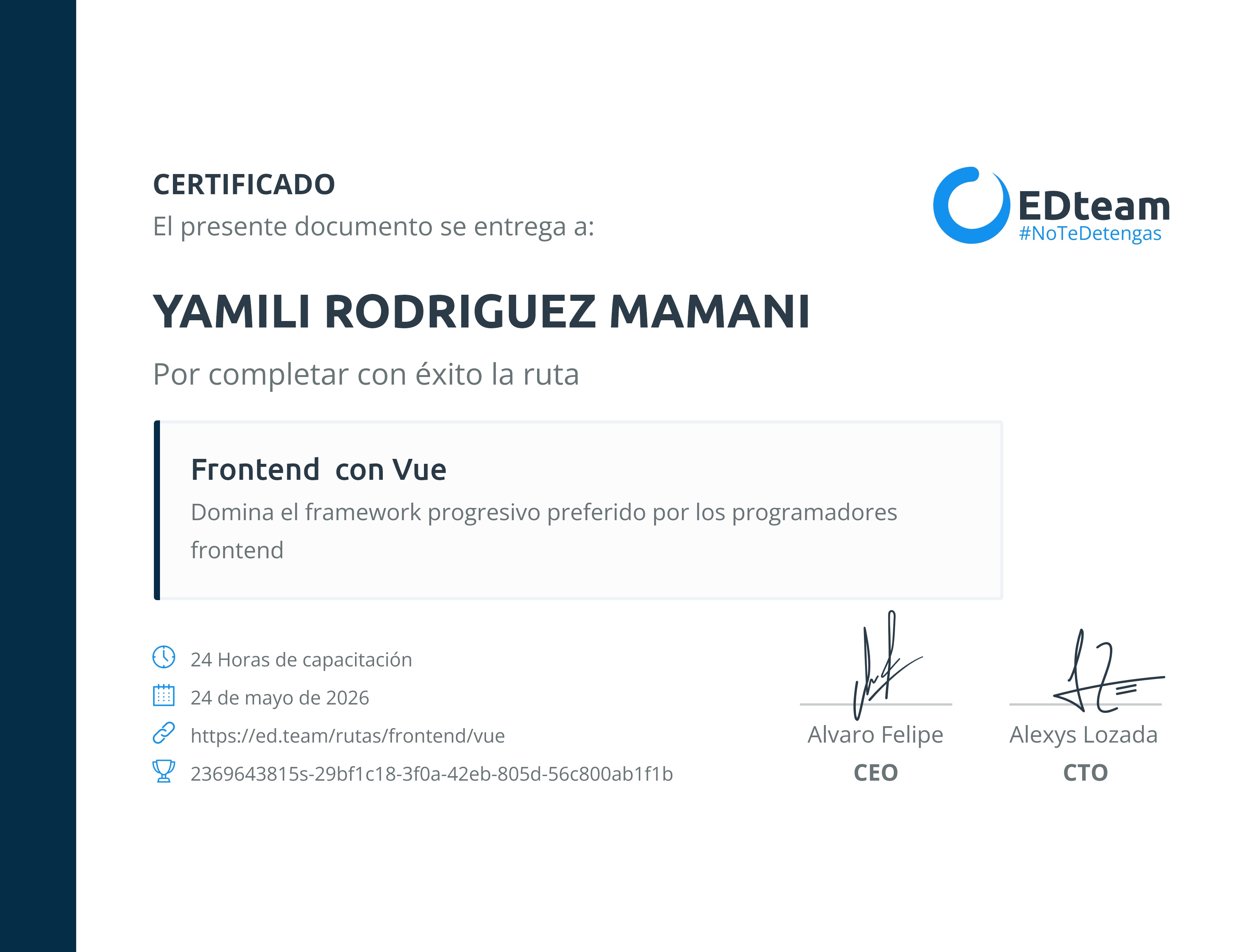 Certificado de ruta