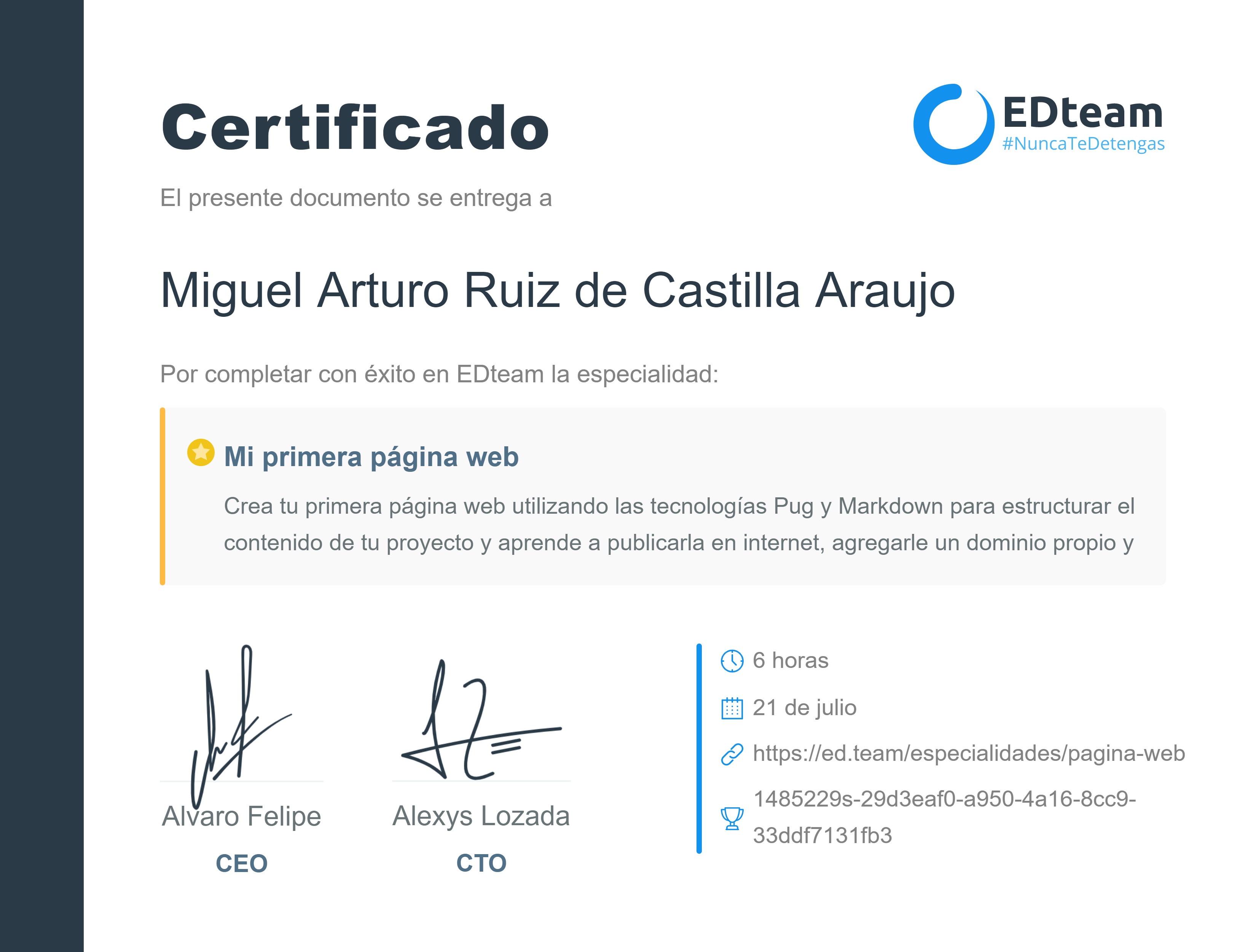 Certificado de ruta