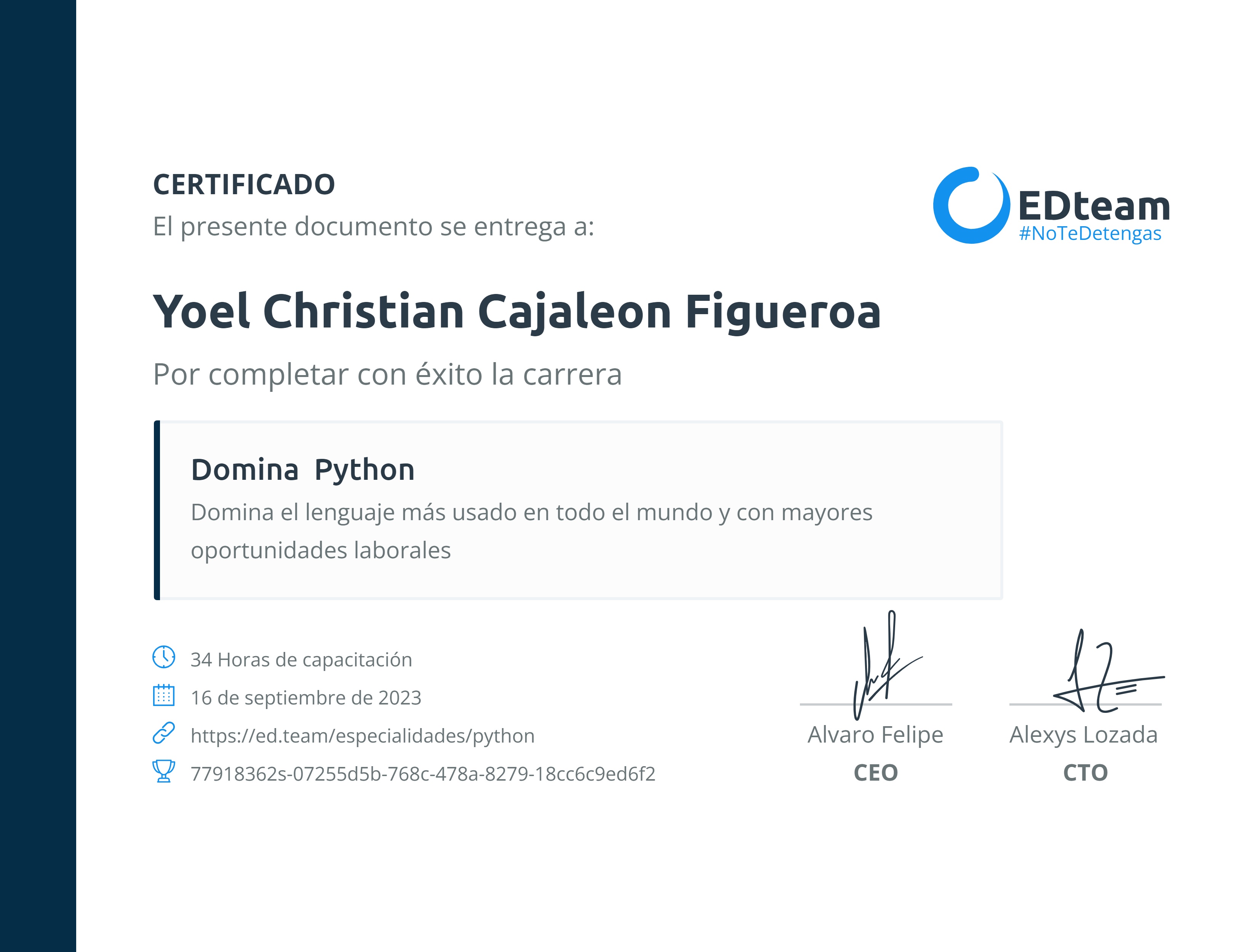 Certificado de ruta