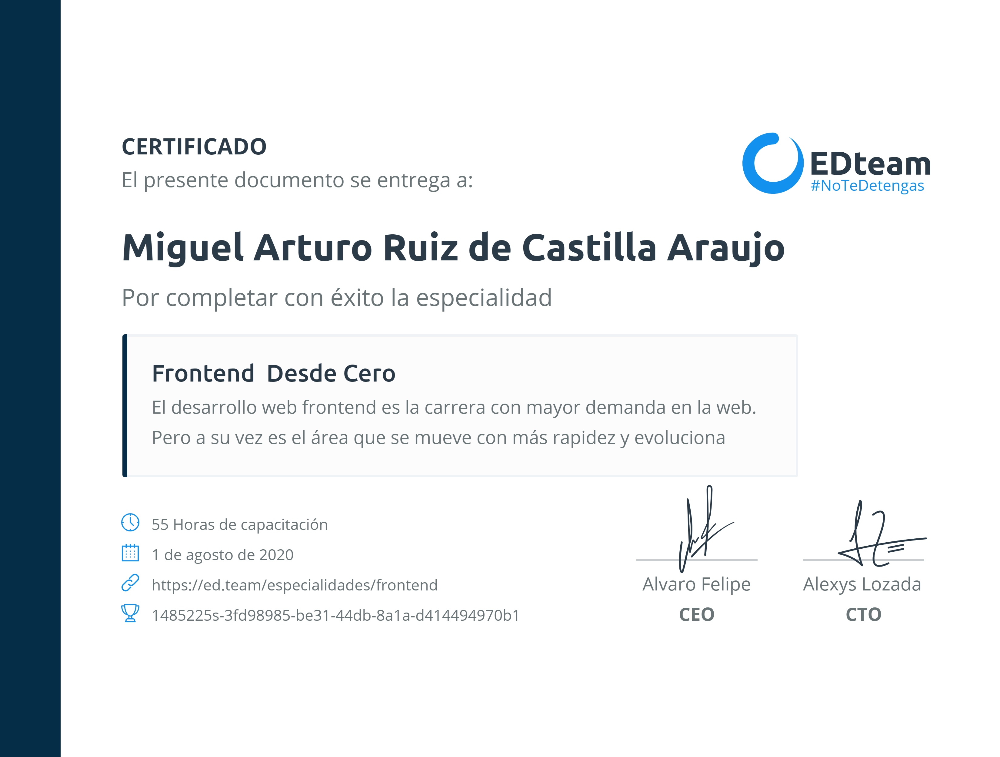Certificado de ruta