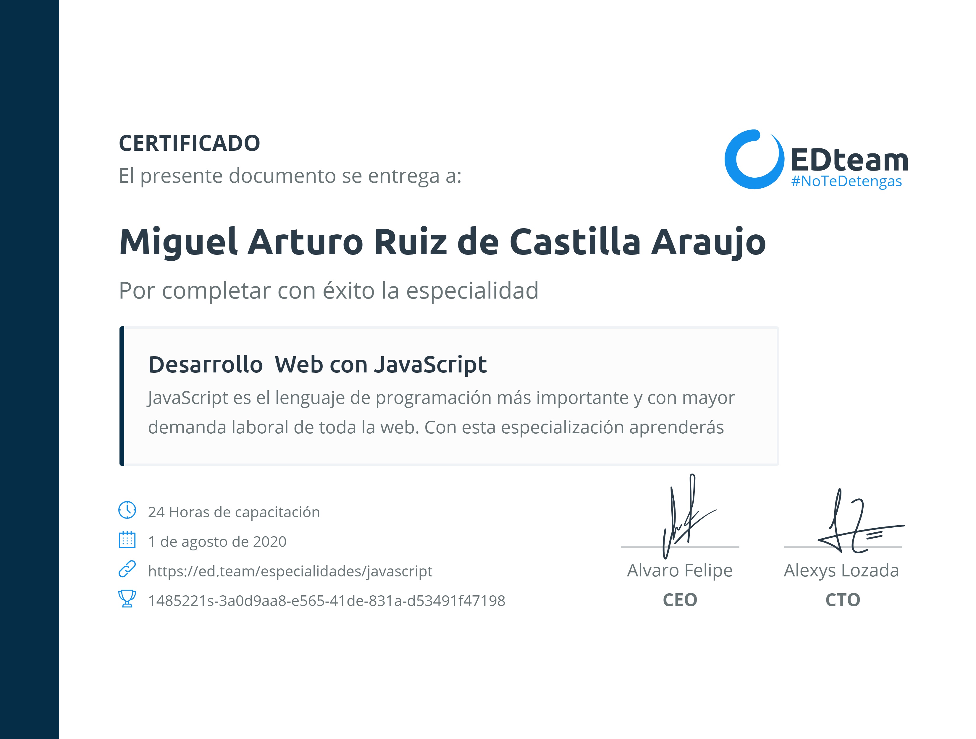 Certificado de ruta