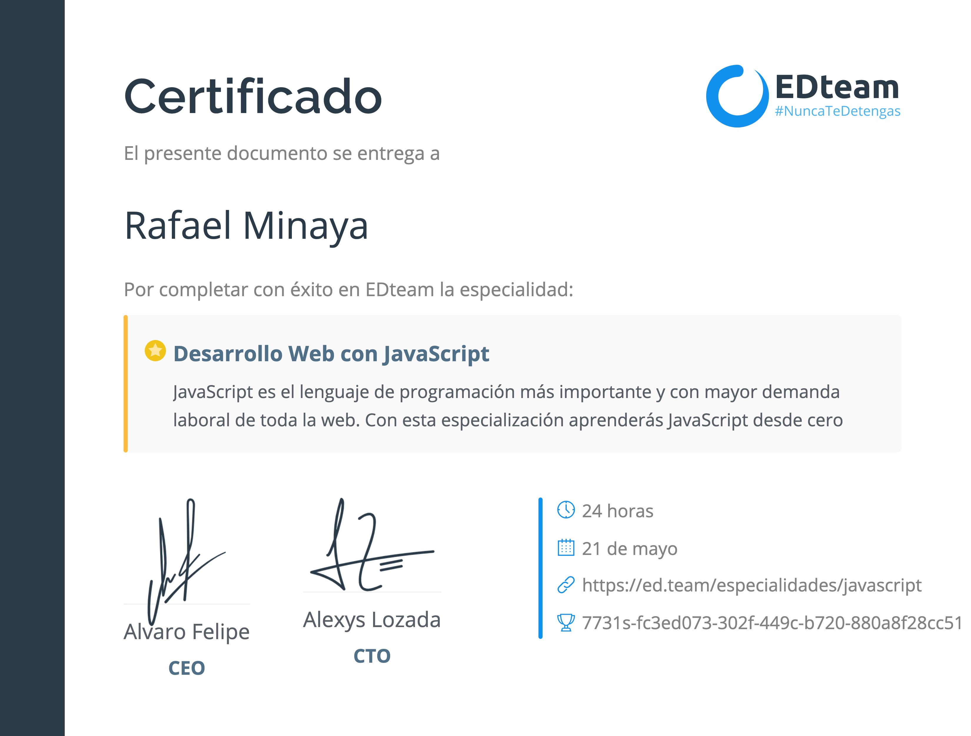 Certificado de ruta