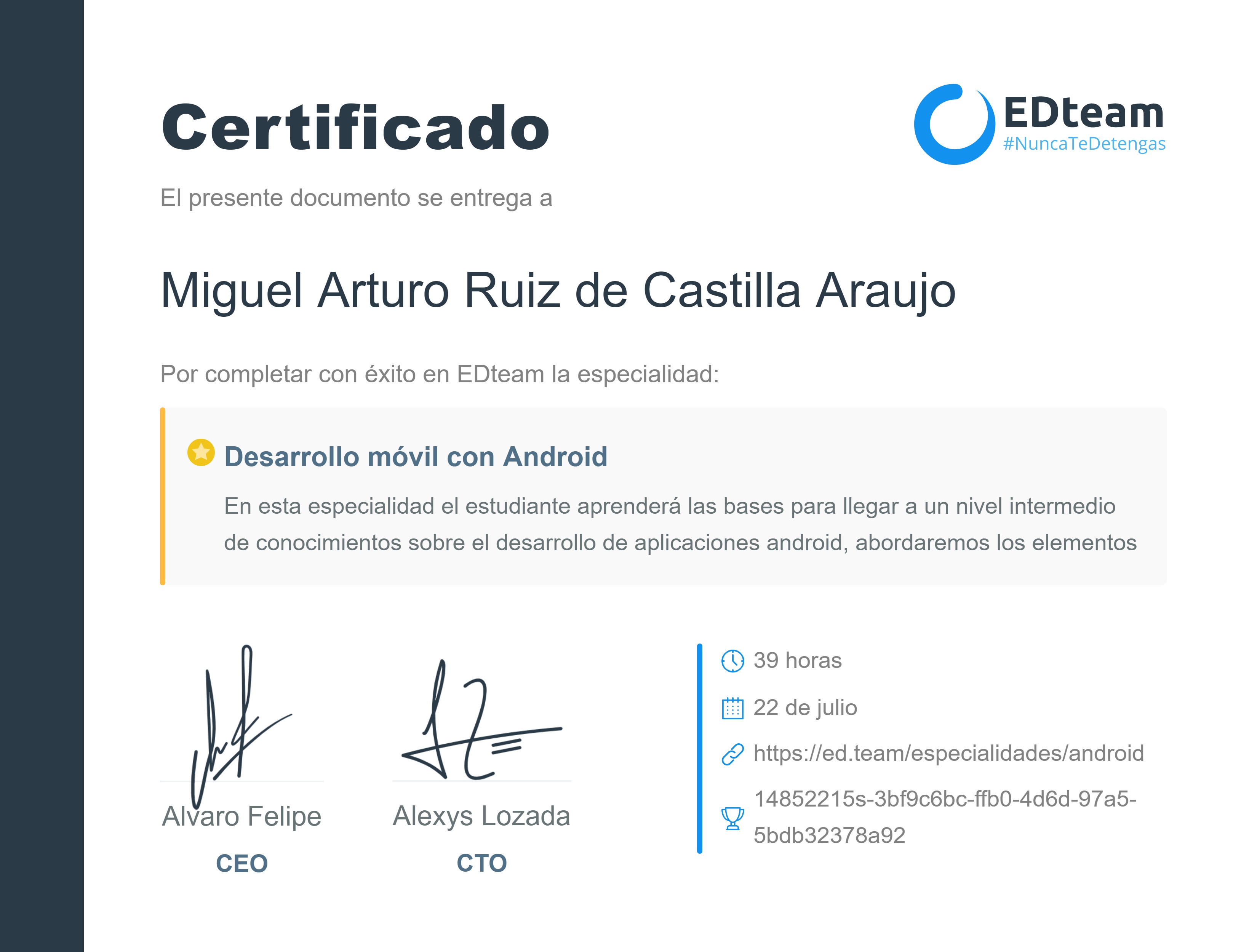 Certificado de ruta