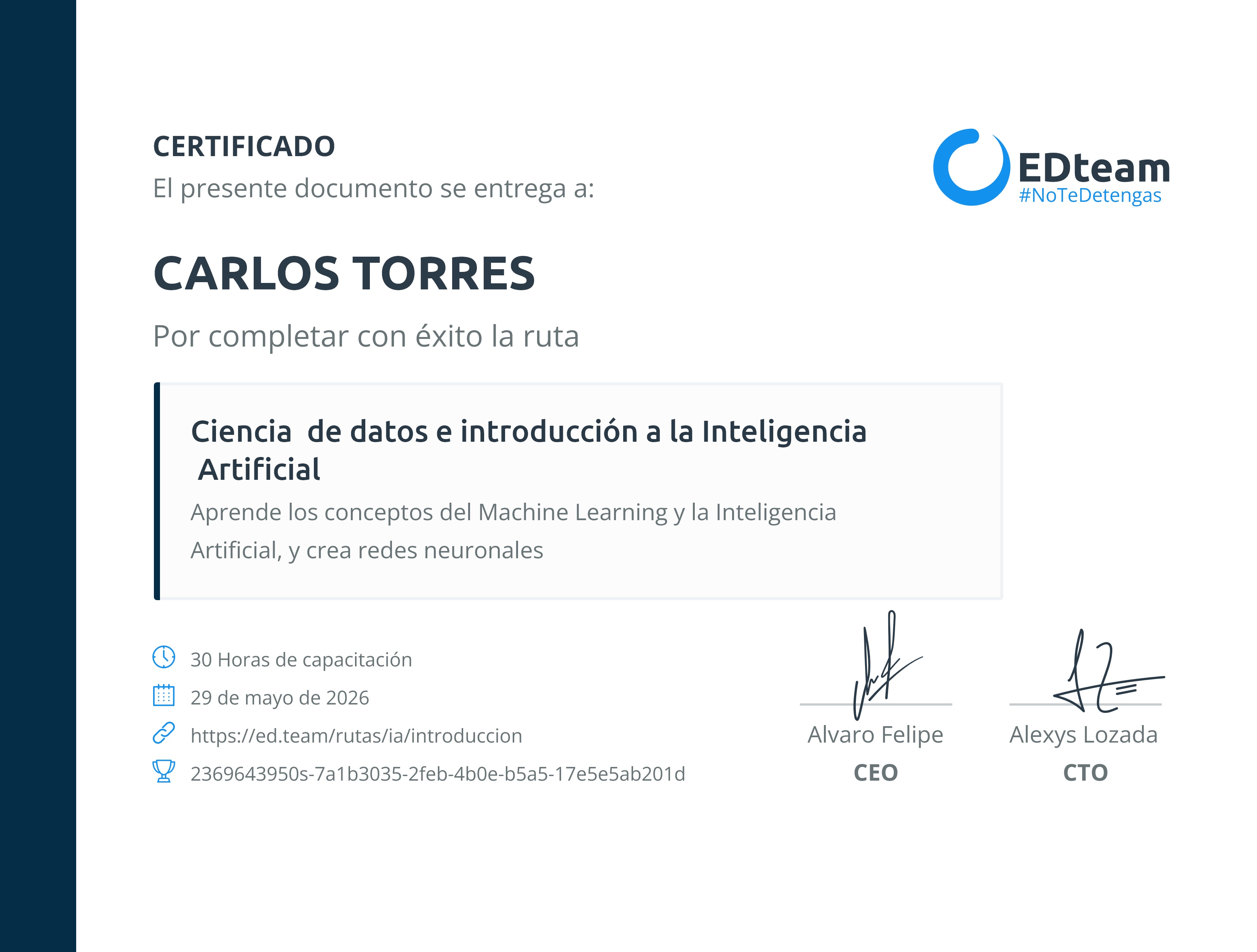Certificado de ruta