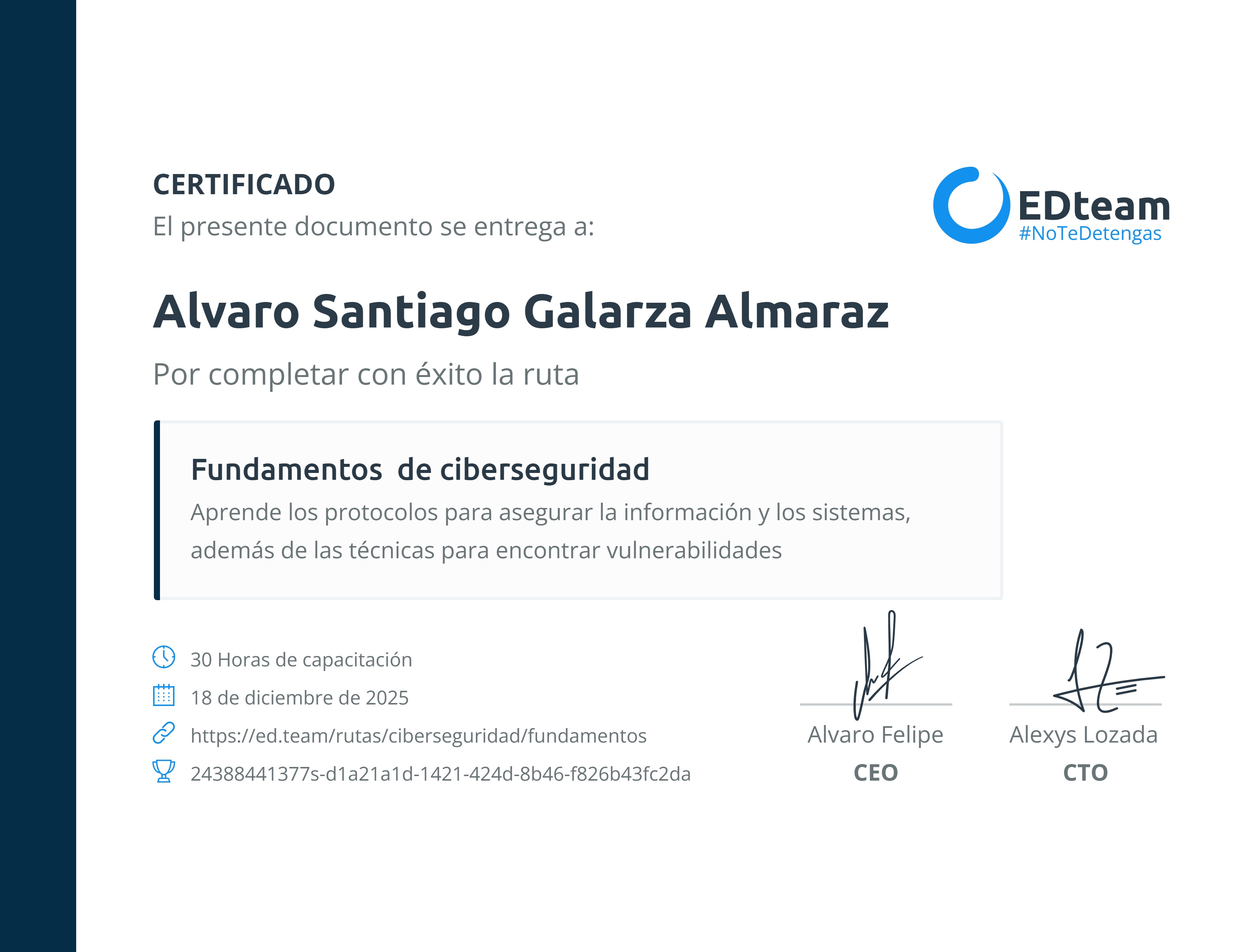 Certificado de ruta
