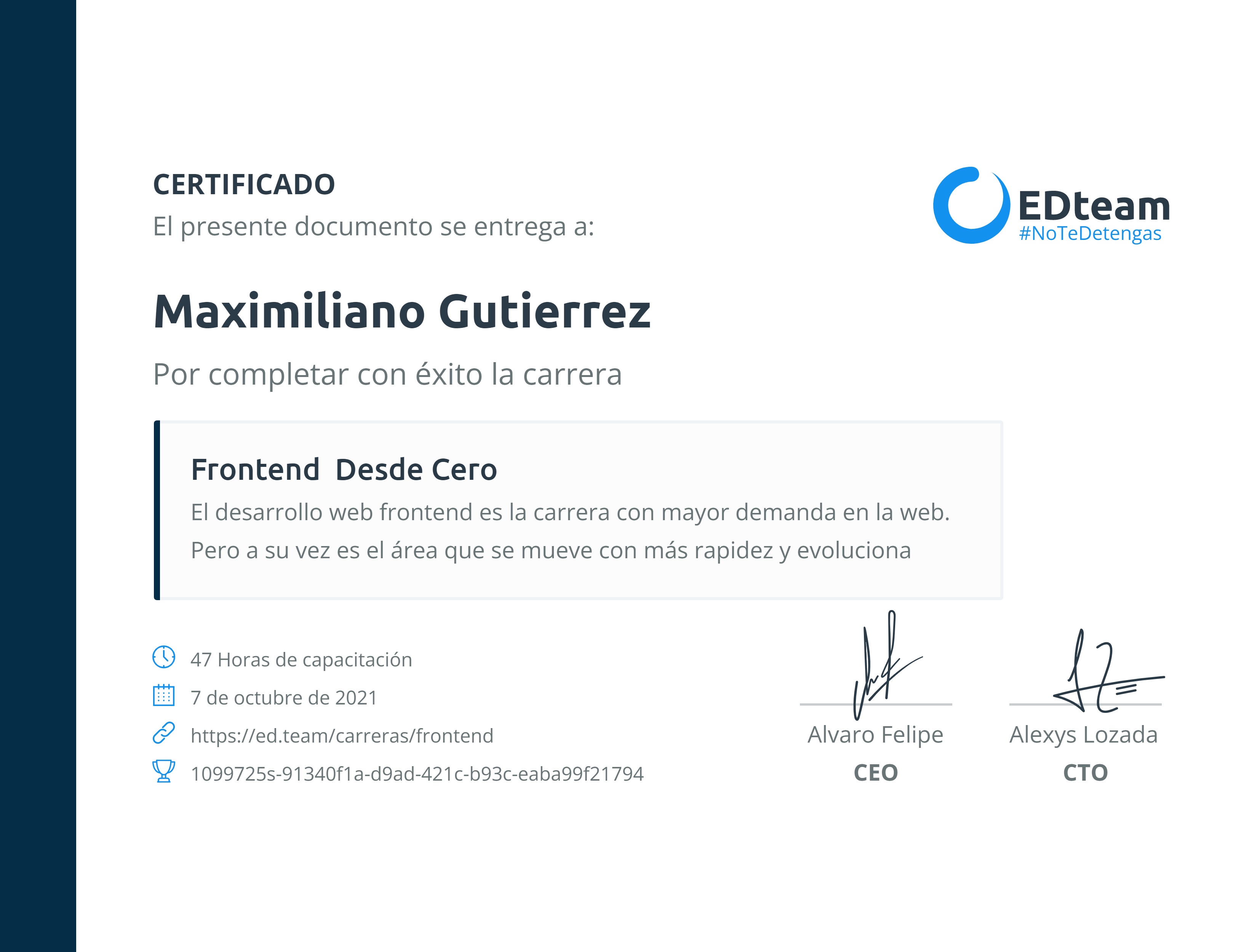 Certificado de ruta