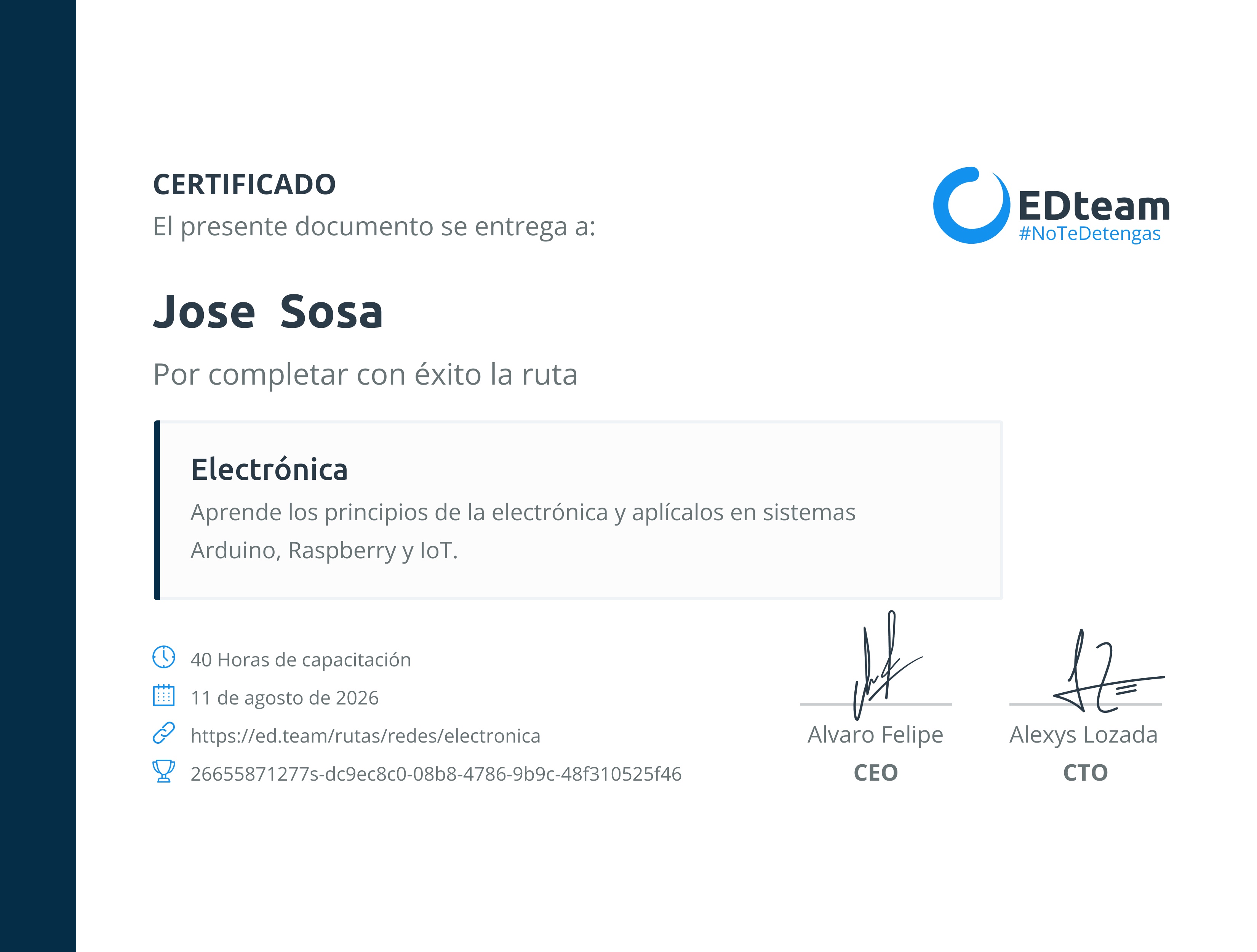 Certificado de ruta