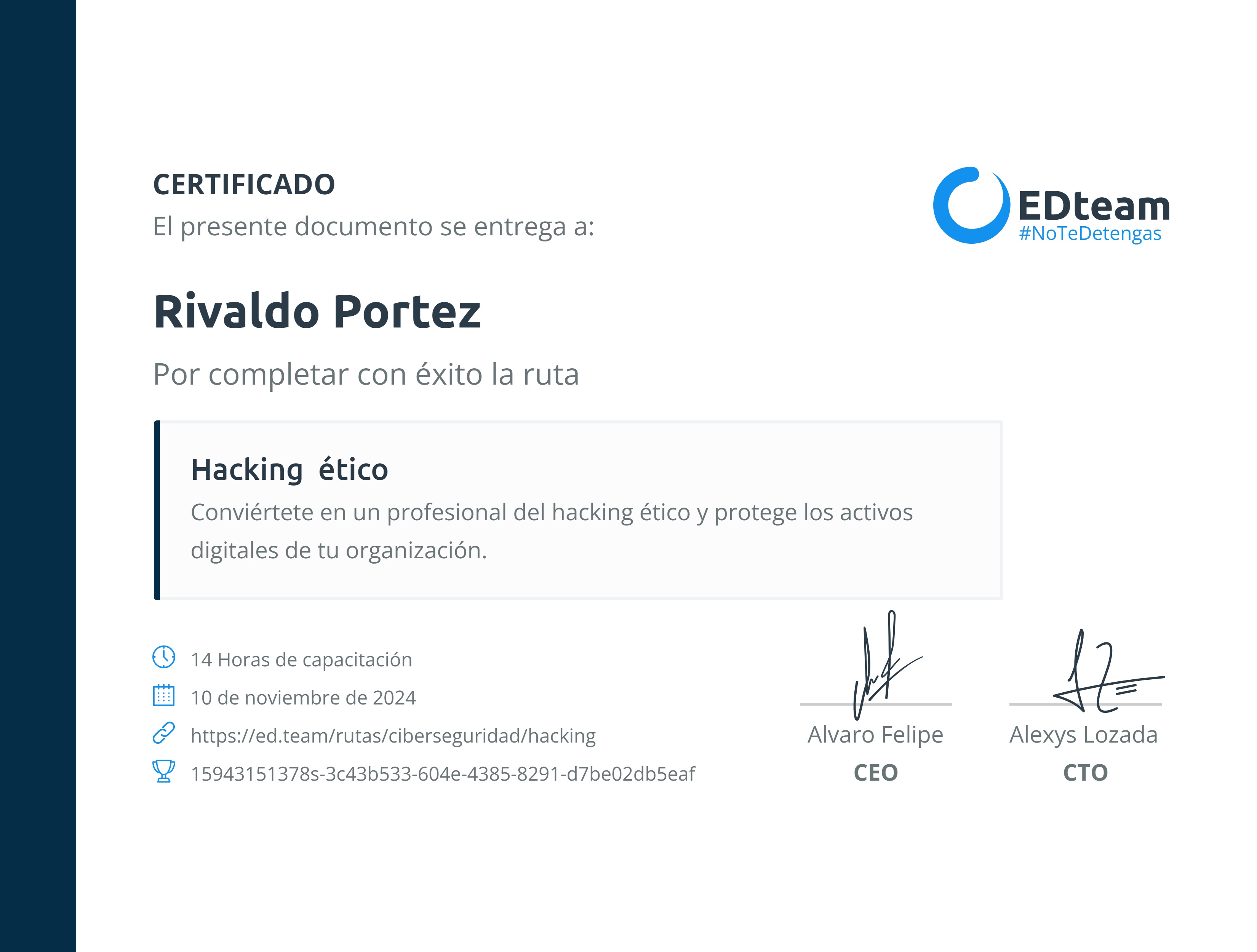 Certificado de ruta