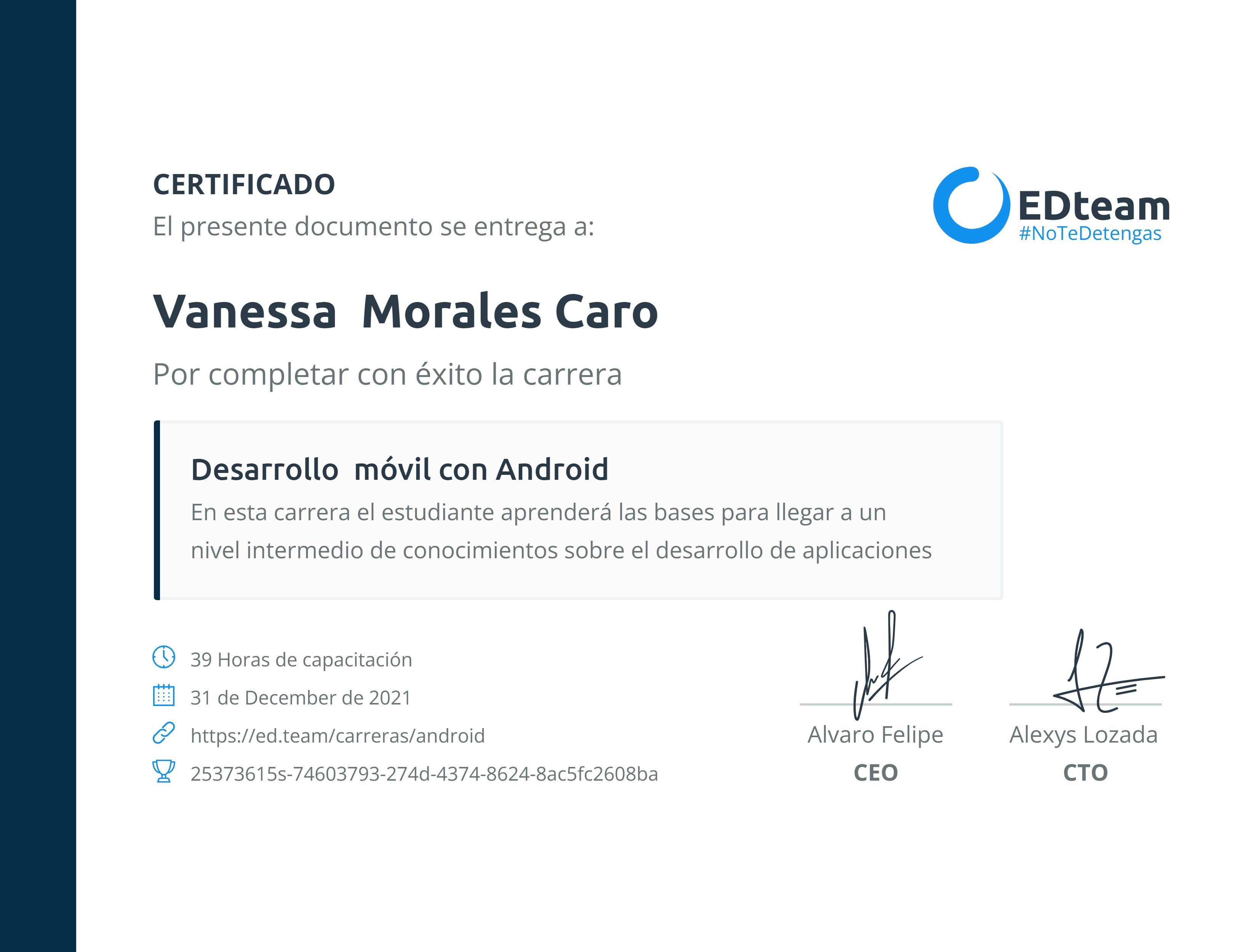 Certificado de ruta