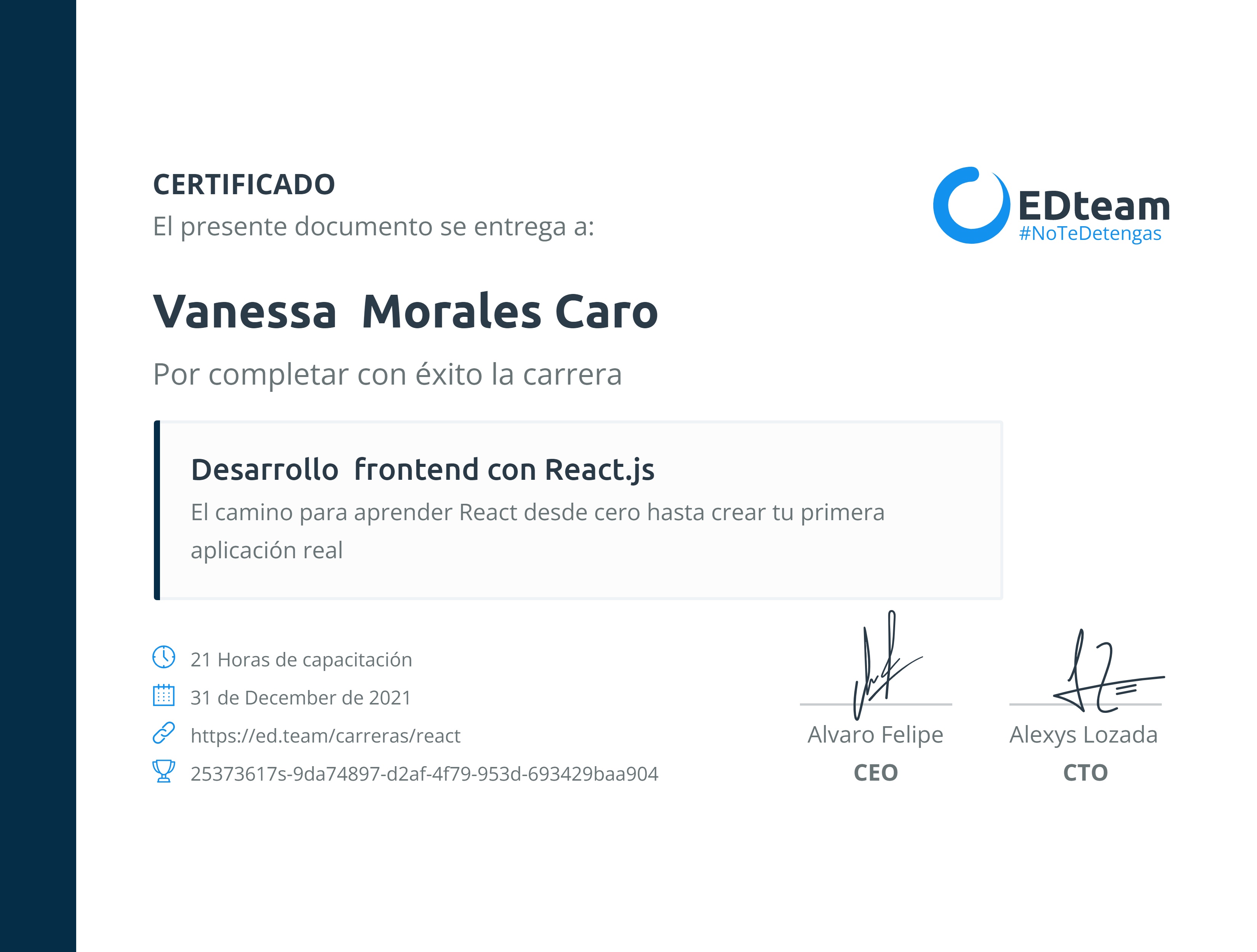 Certificado de ruta