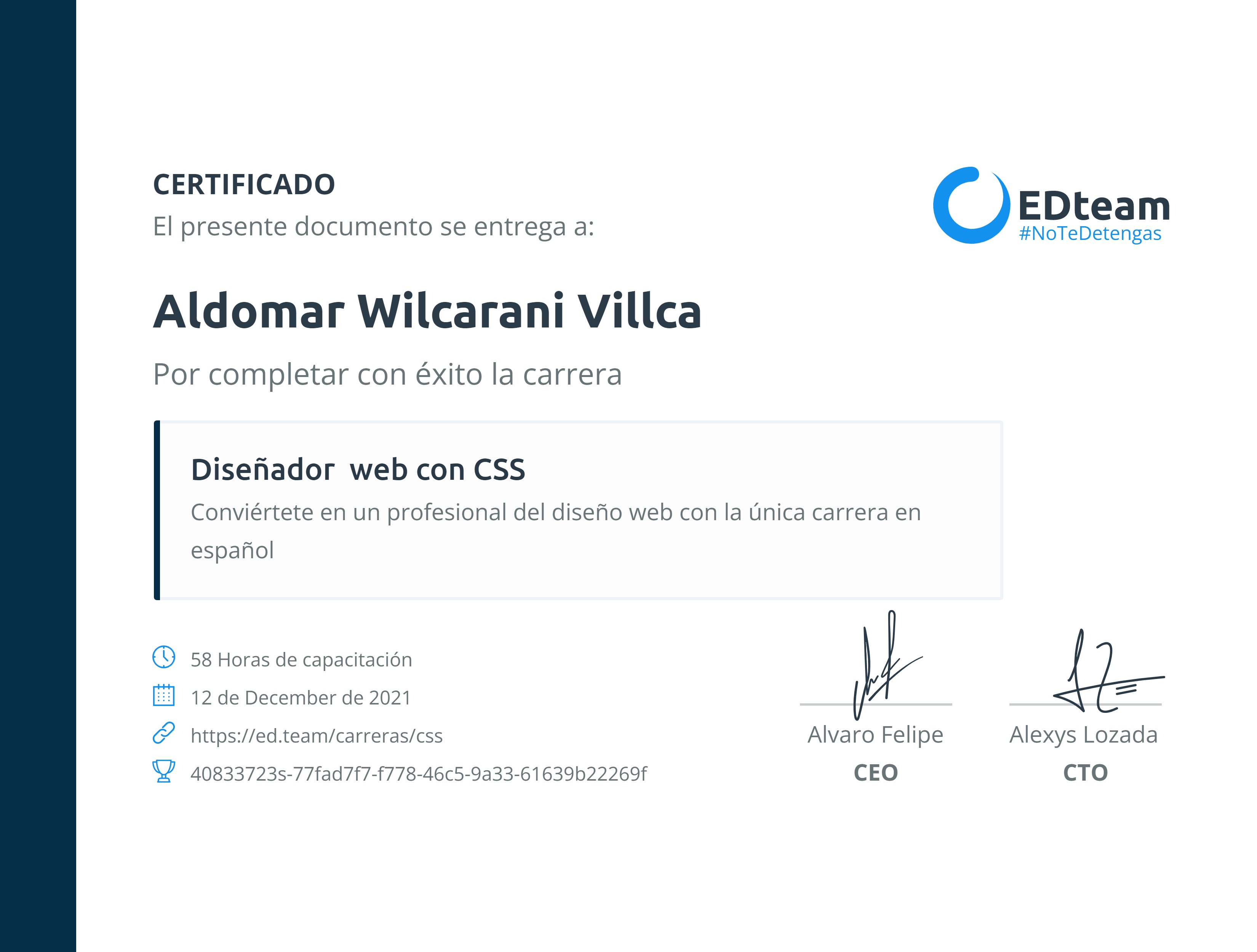 Certificado de ruta