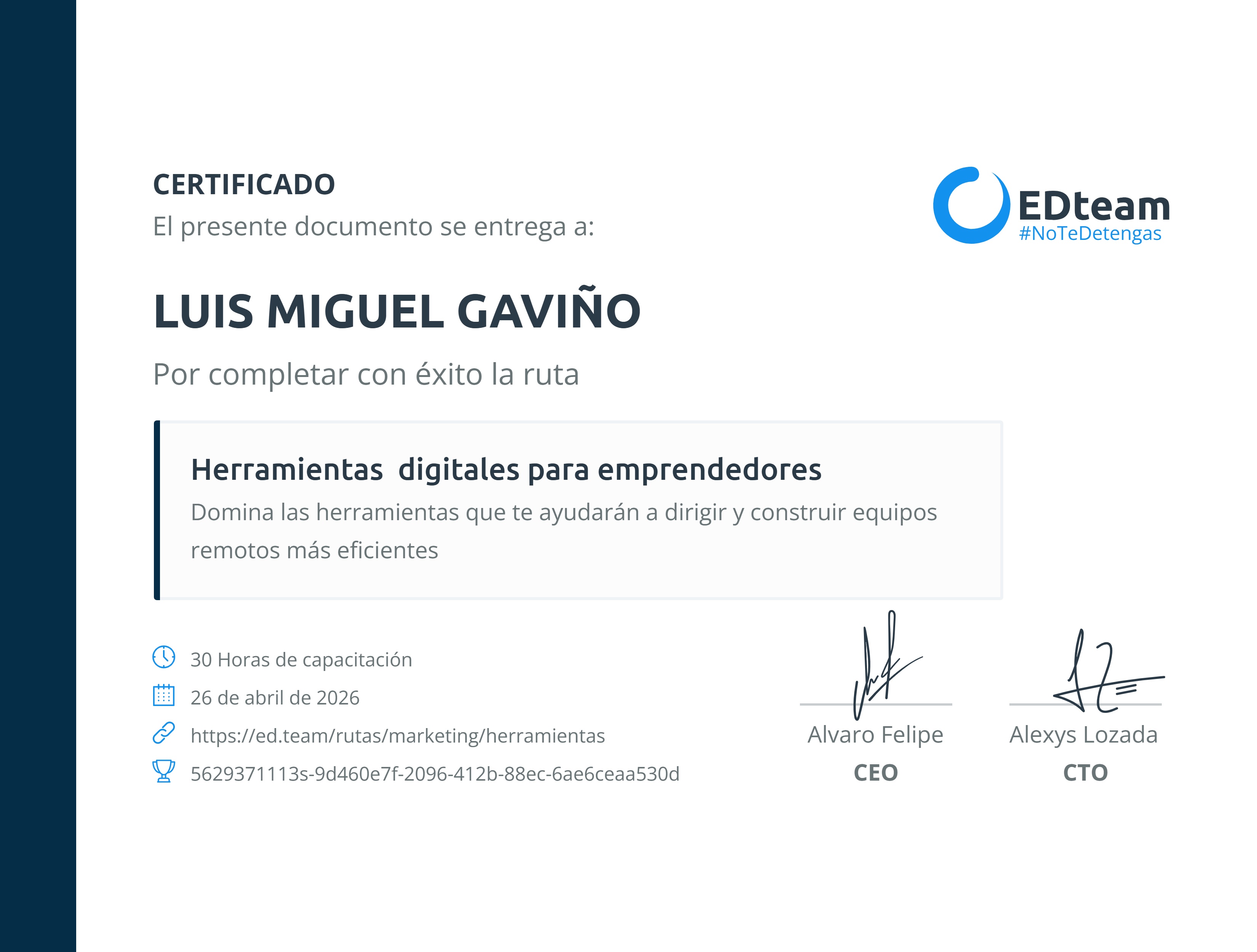 Certificado de ruta