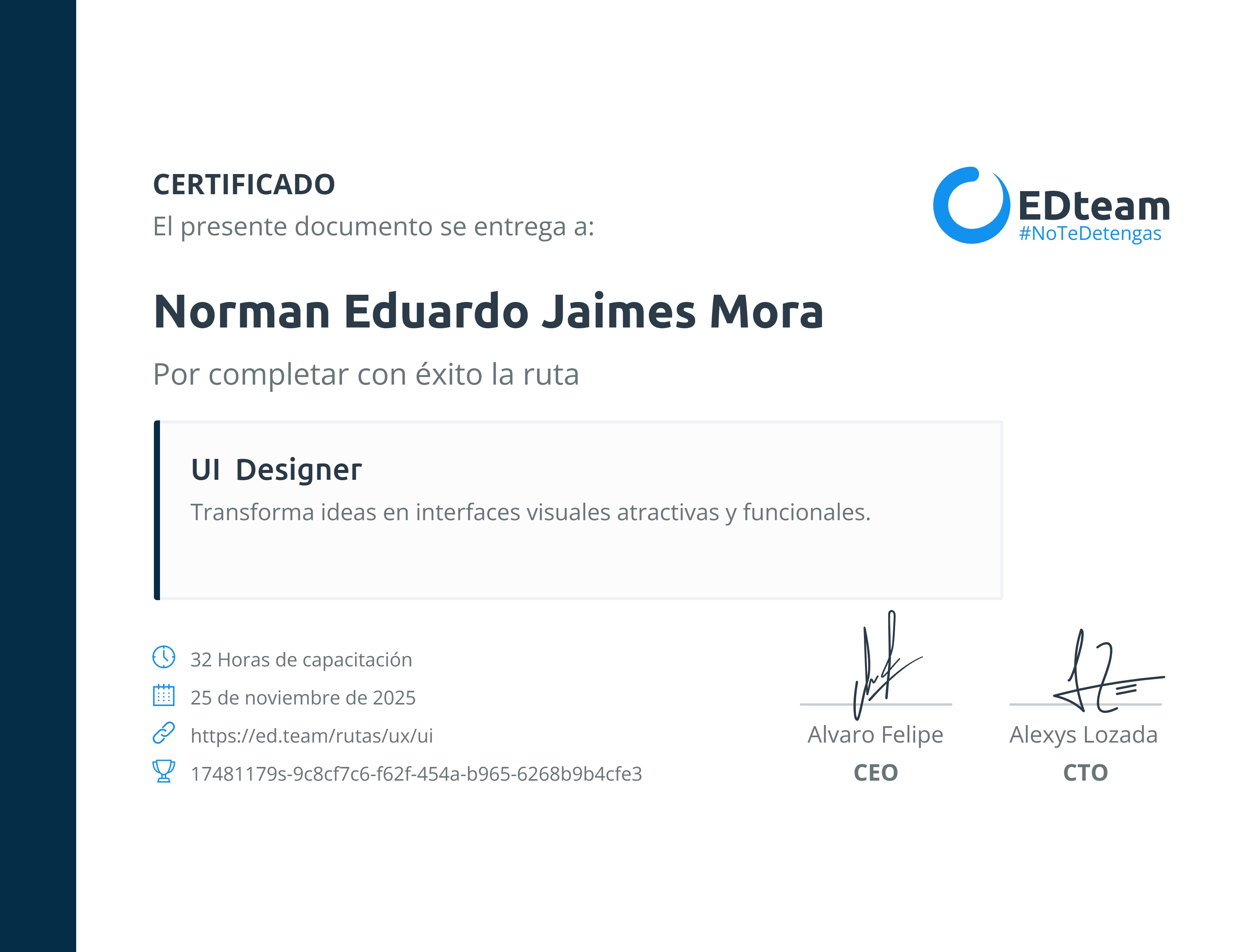 Certificado de ruta