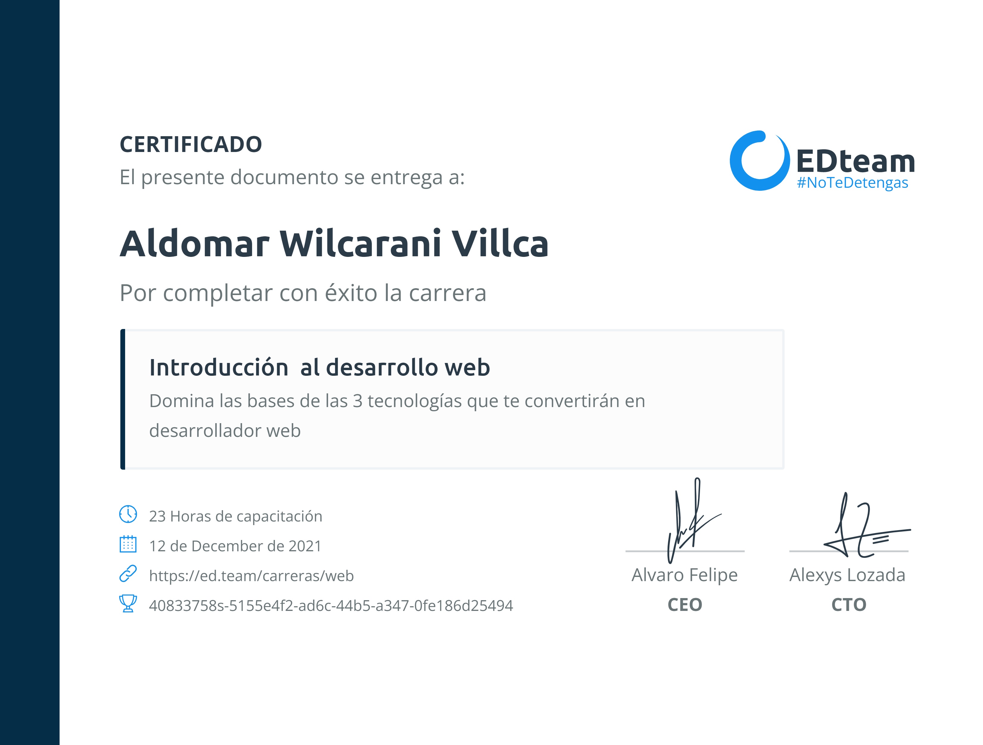 Certificado de ruta