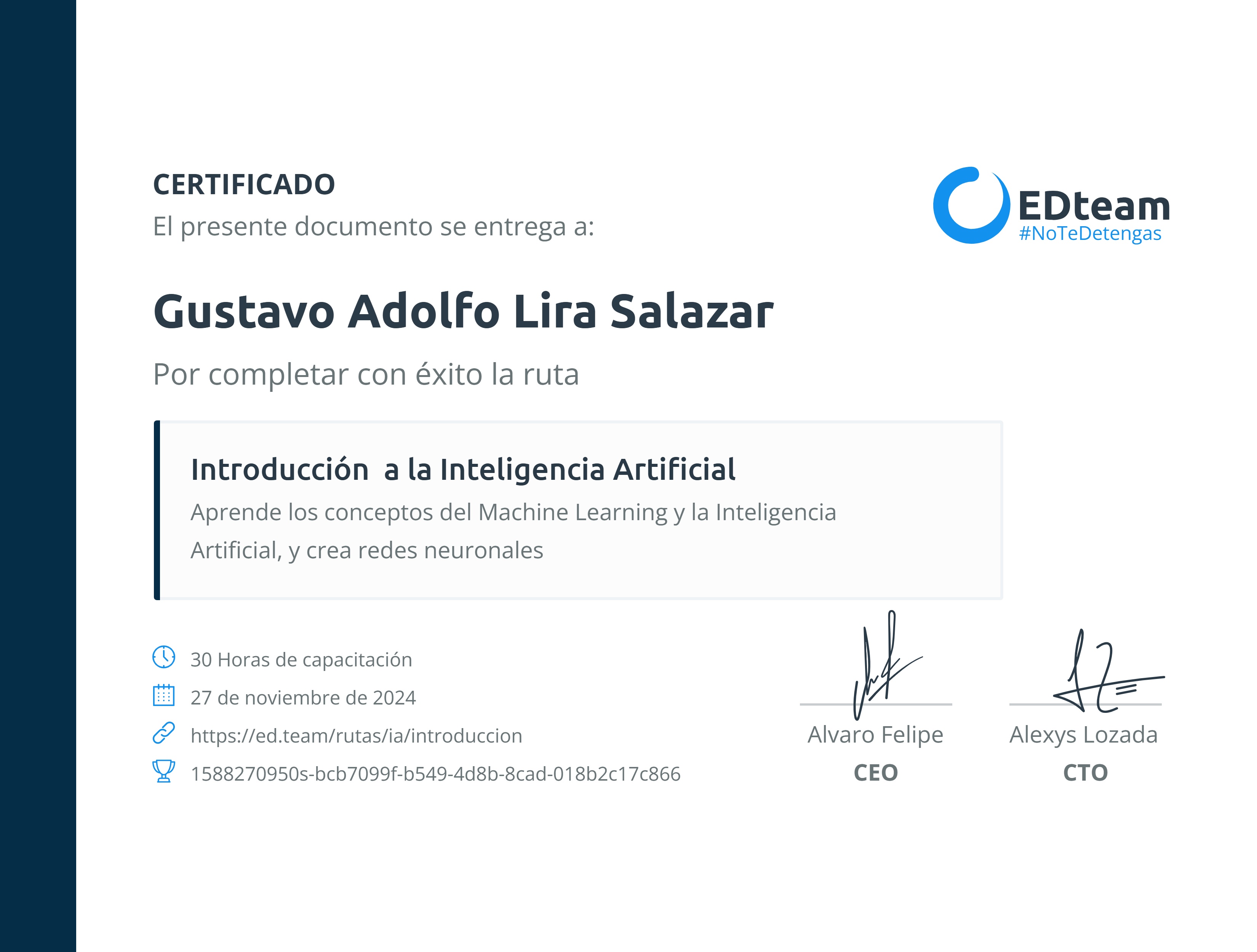 Certificado de ruta