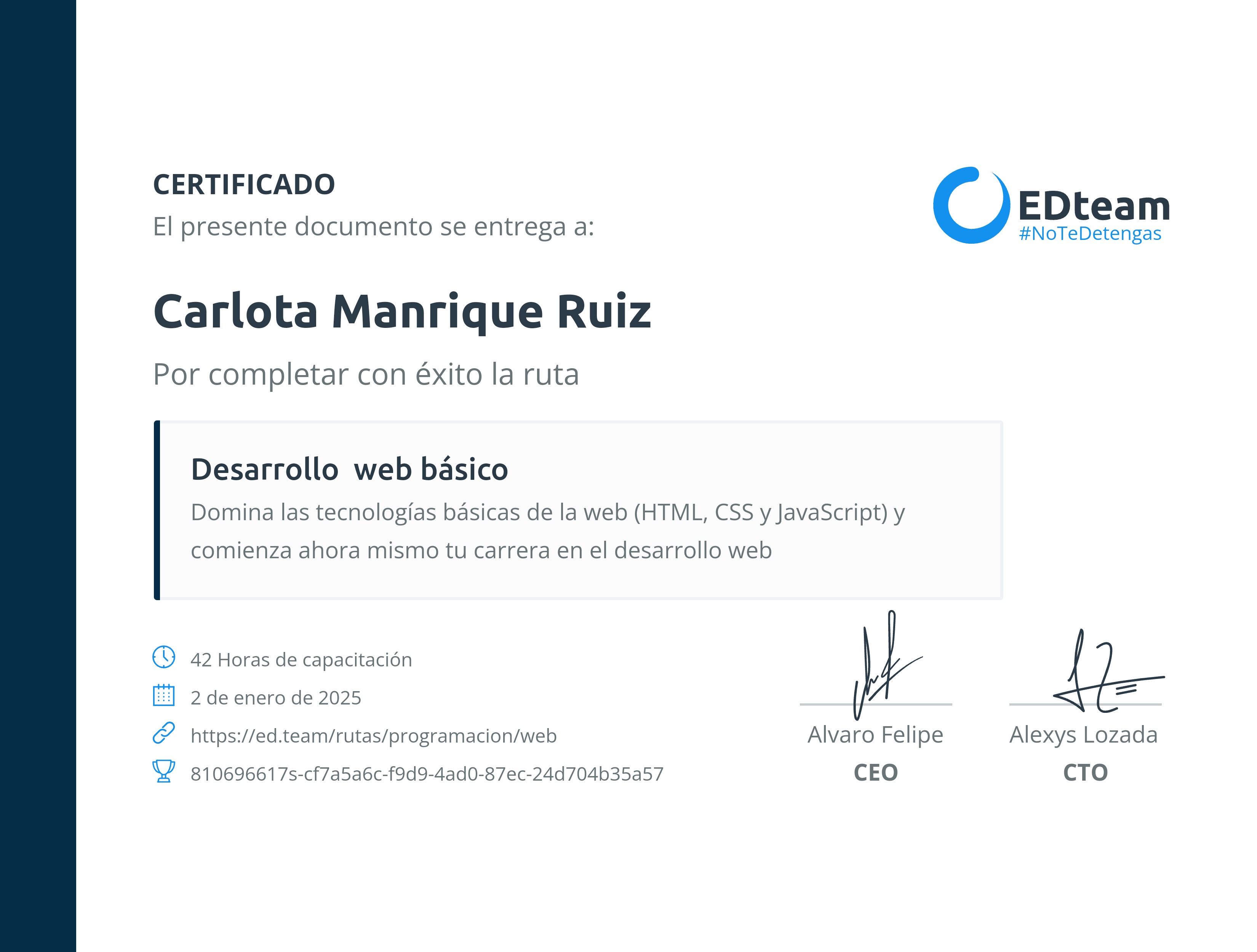 Certificado de ruta