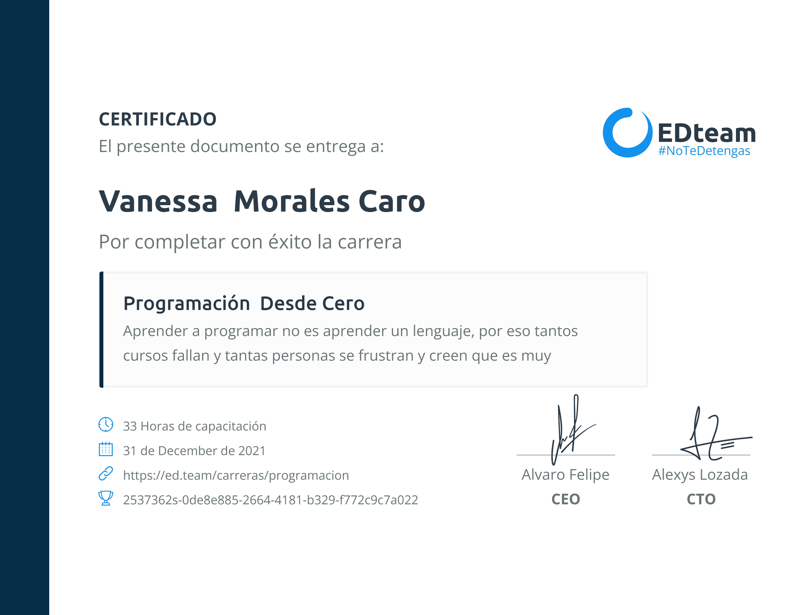Certificado de ruta