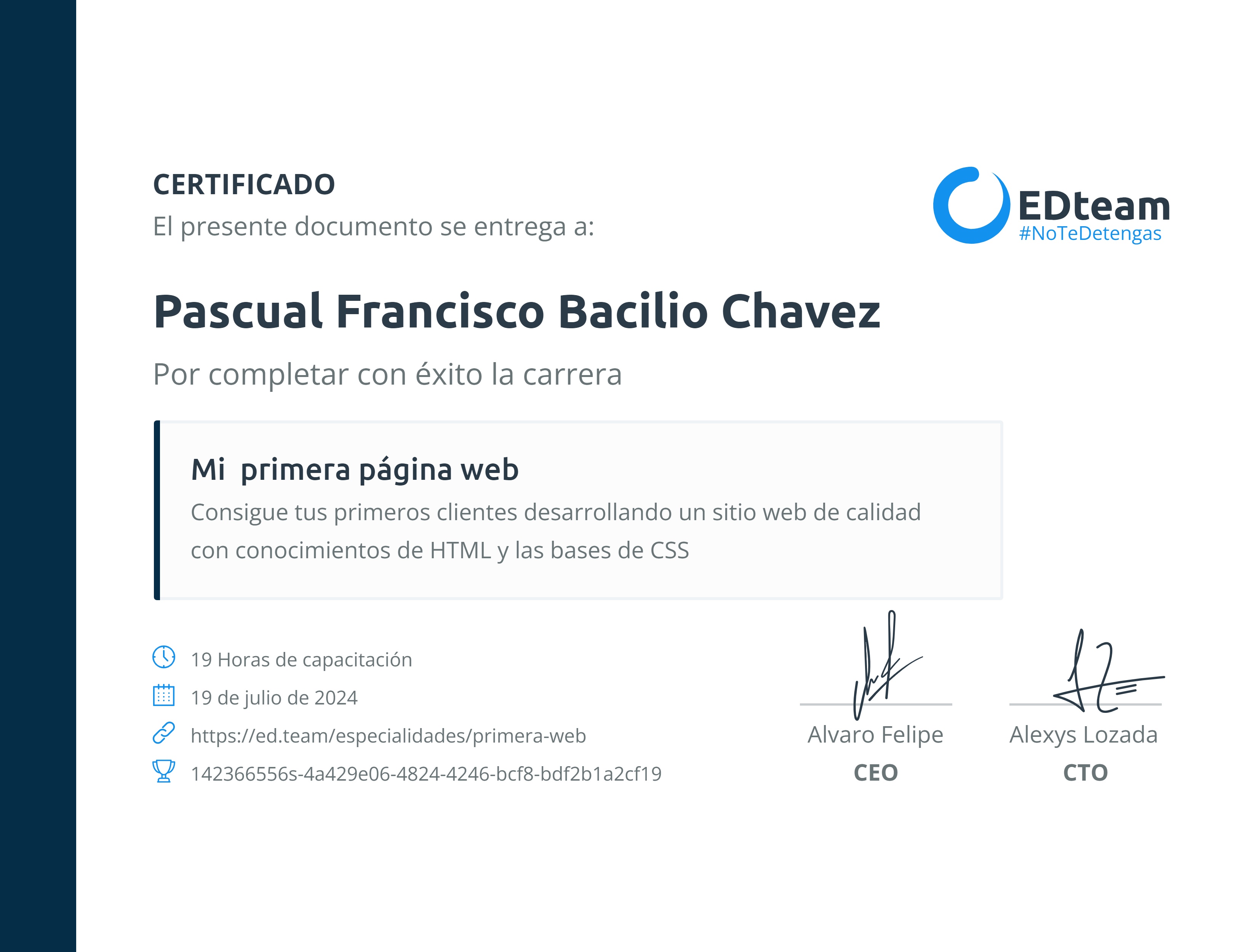 Certificado de ruta