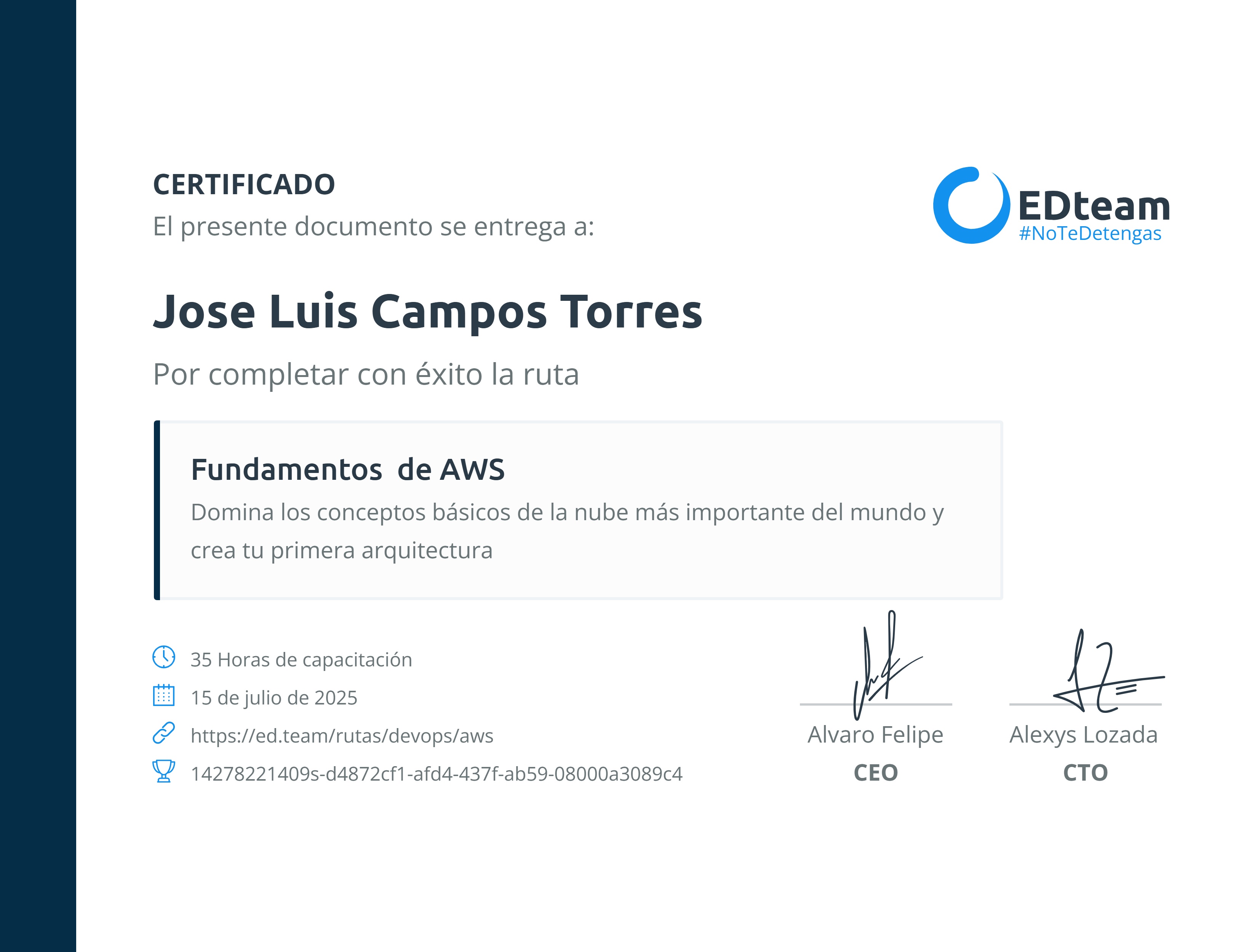 Certificado de ruta